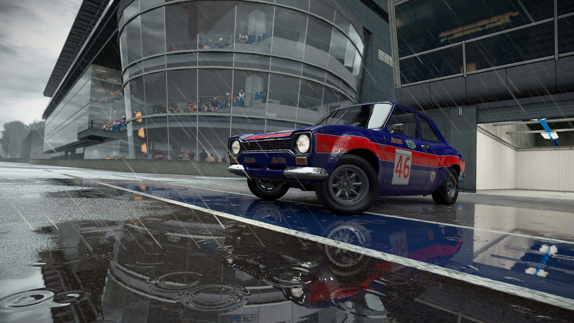 พื้นหลังรถสีน้ำเงินกับแดงใน Project Cars HD วอลเปเปอร์