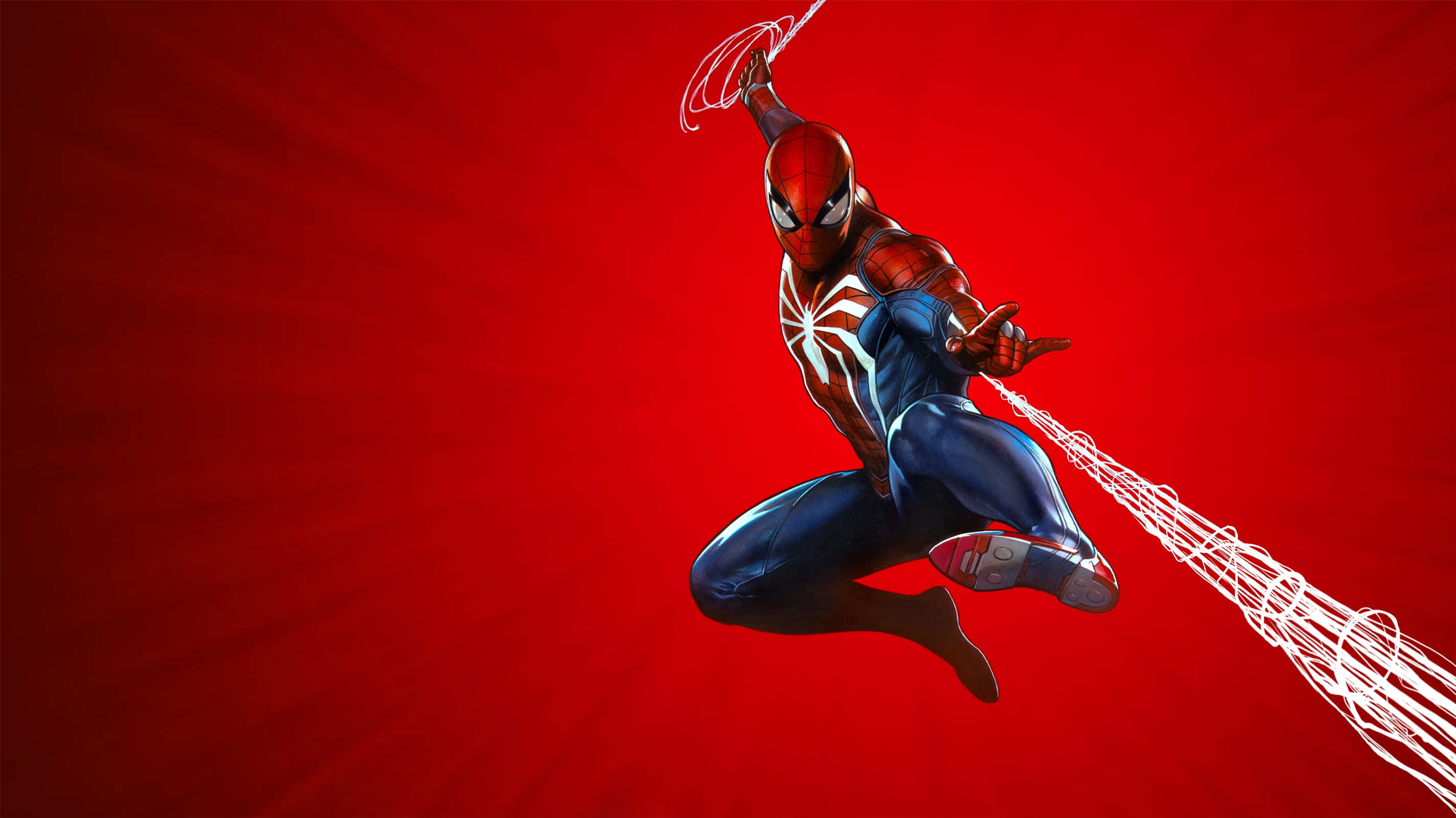 สไปเดอร์แมนตัวละครเกม PS4 สุดเท่ในท่ากระโดดอันโด่งดัง วอลเปเปอร์
