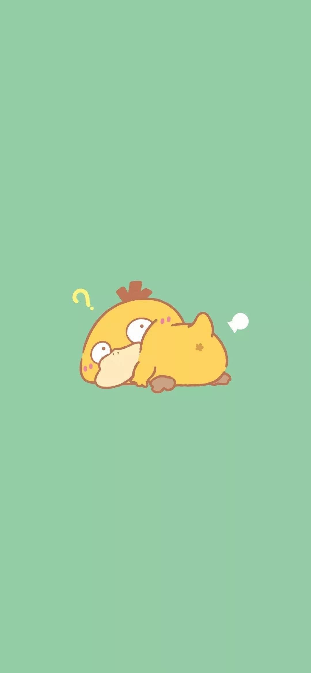 Psyduck สีพาสเทลเขียวบนมือถือ วอลเปเปอร์