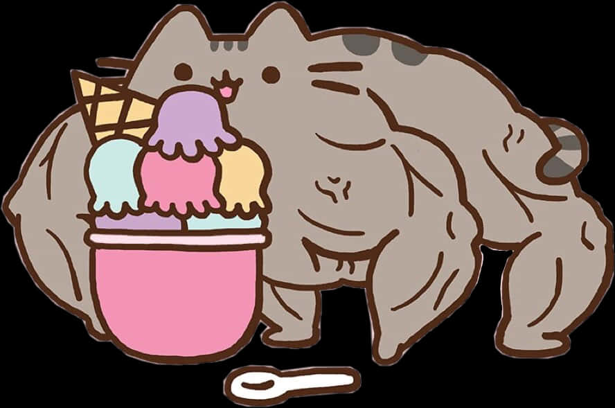 Pusheen กับไอศกรีม วอลเปเปอร์