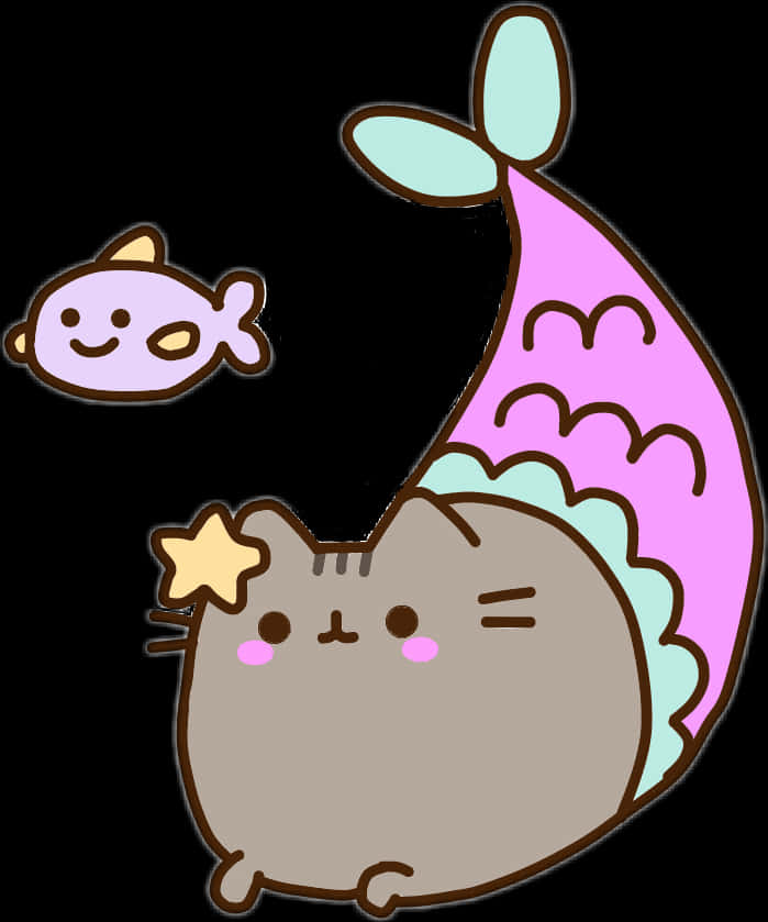 Pusheen นางเงือกและเพื่อนปลา วอลเปเปอร์