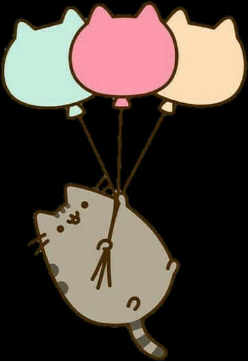 Pusheen บalloon Flight วอลเปเปอร์