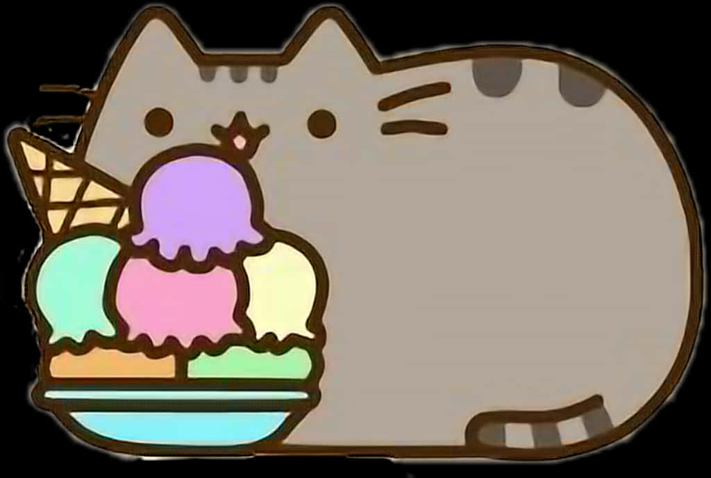Pusheen ถือไอศกรีม วอลเปเปอร์