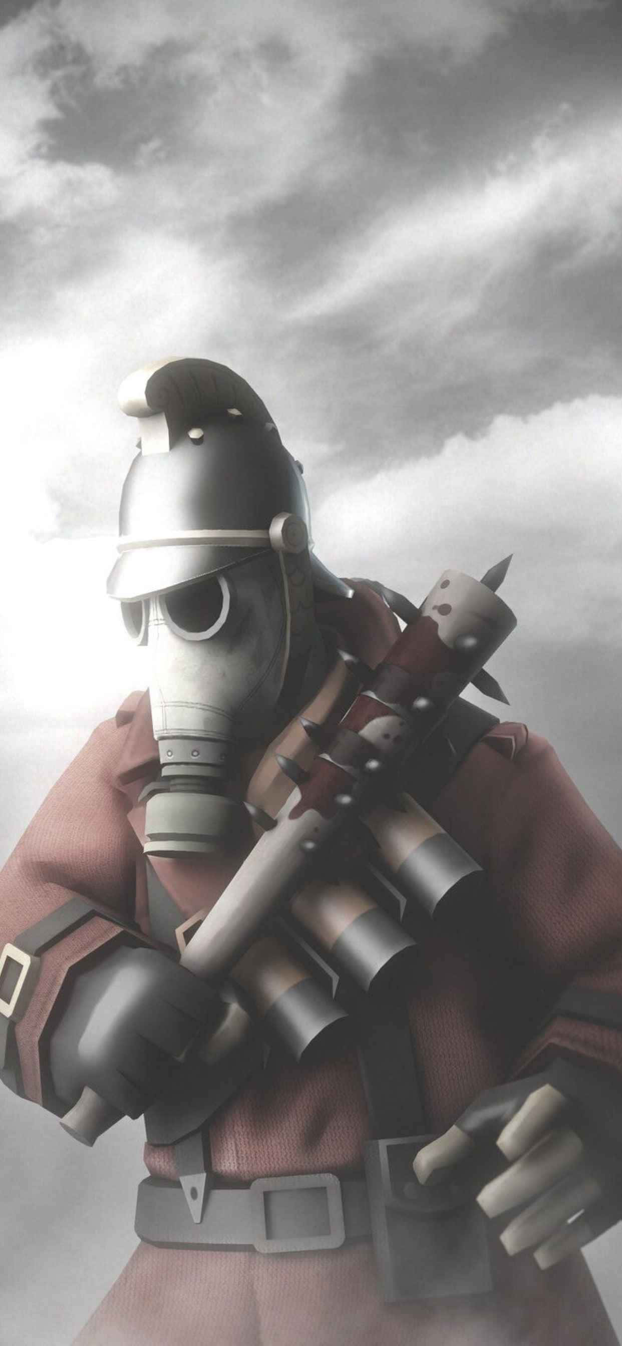 Pyro โทนเทา iPhone Xs Max Team Fortress 2 พื้นหลัง วอลเปเปอร์