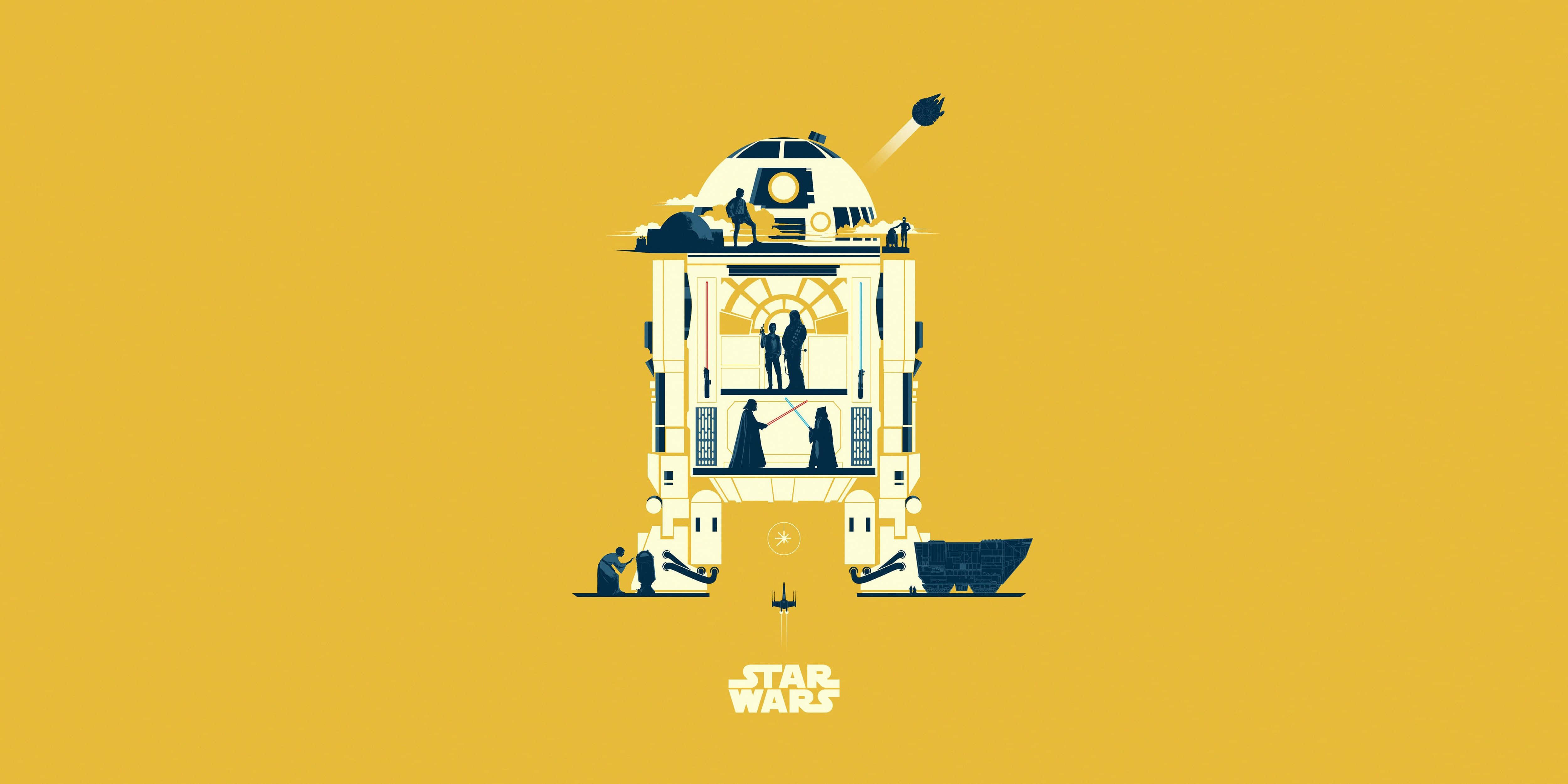 R2-D2 สีเหลืองสำหรับไอแพด วอลเปเปอร์