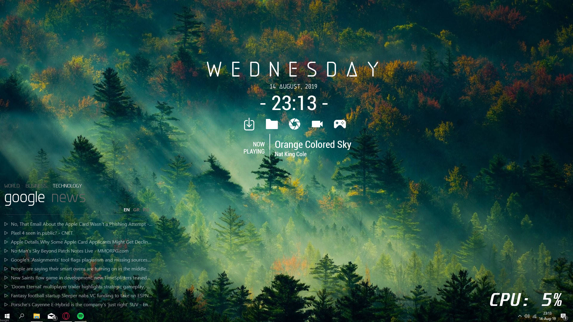สกิน Rainmeter แสดงป่าที่สวยงาม วอลเปเปอร์
