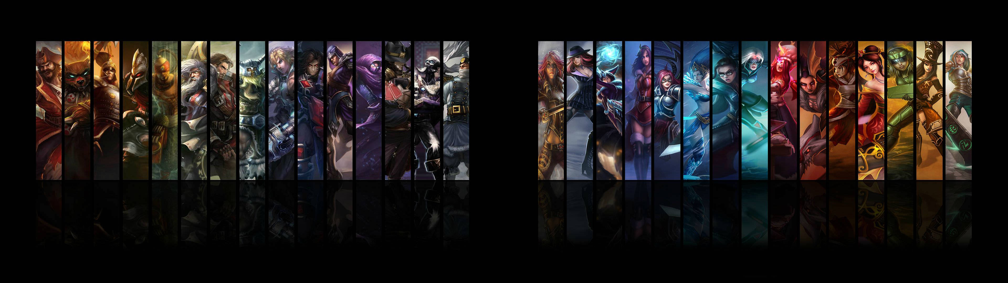 เพลิดเพลินกับตัวละครที่ออกแบบโดย Riot บนจอคู่ วอลเปเปอร์