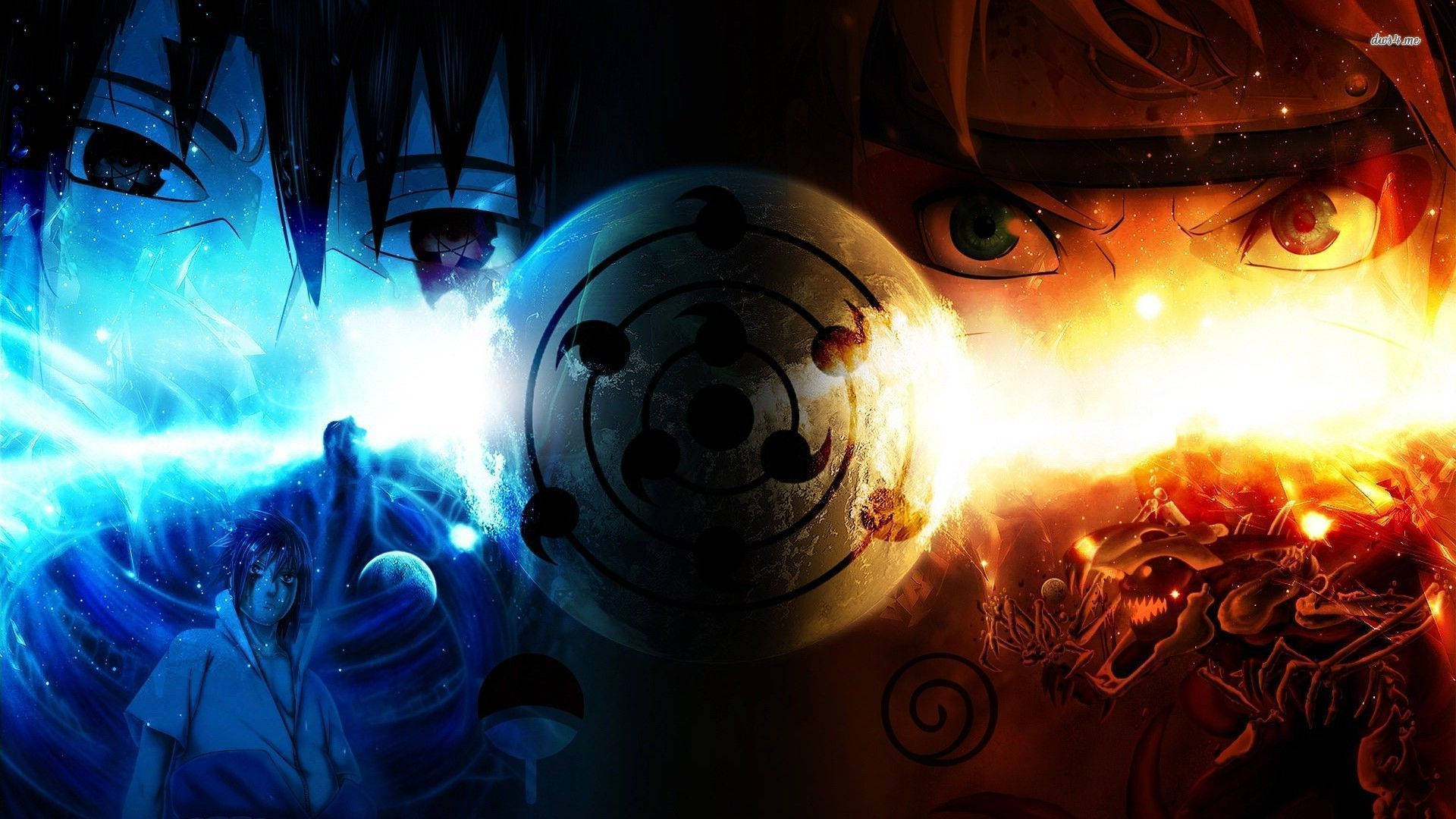 นารูโตะและซาสึเกะต่อสู้กันอย่างดุเดือดในศึก rivals วอลเปเปอร์
