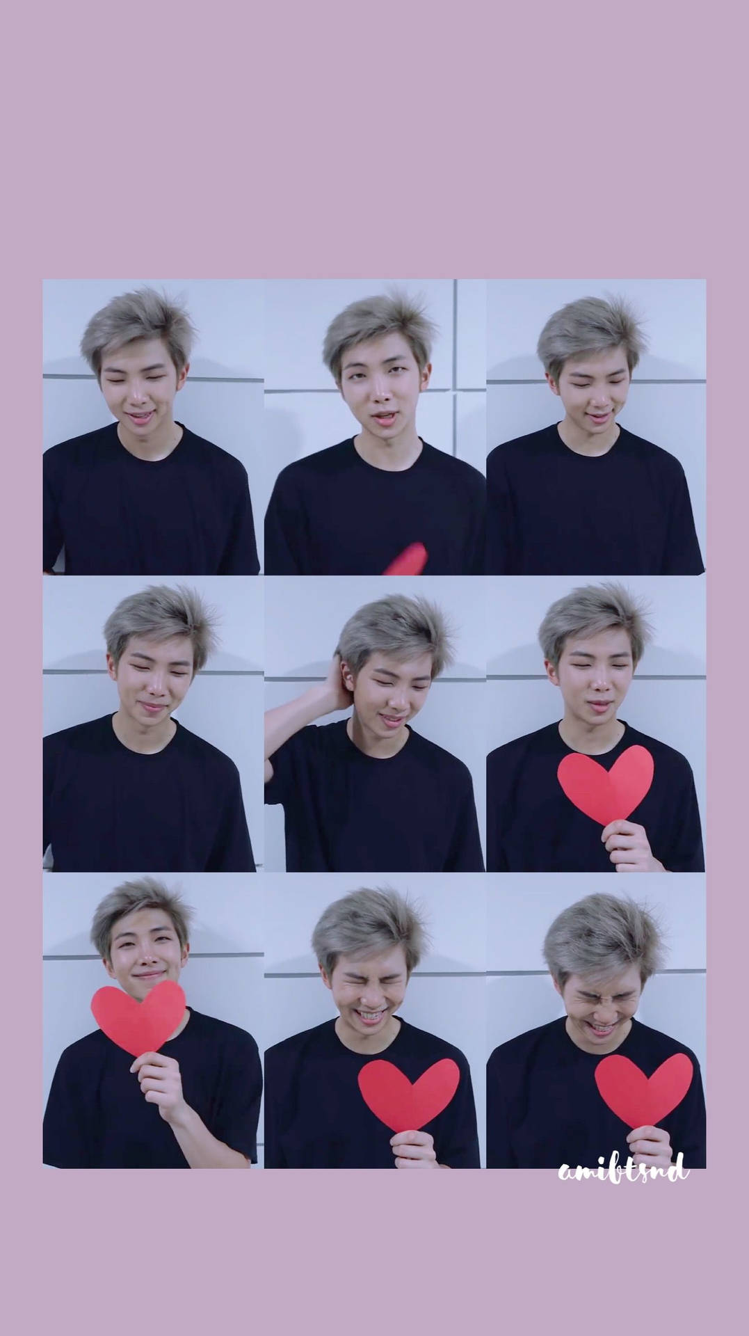 สมาชิก BTS ในชุดสีชมพูถือกระดาษตัดรูปหัวใจ — Bts วอลเปเปอร์