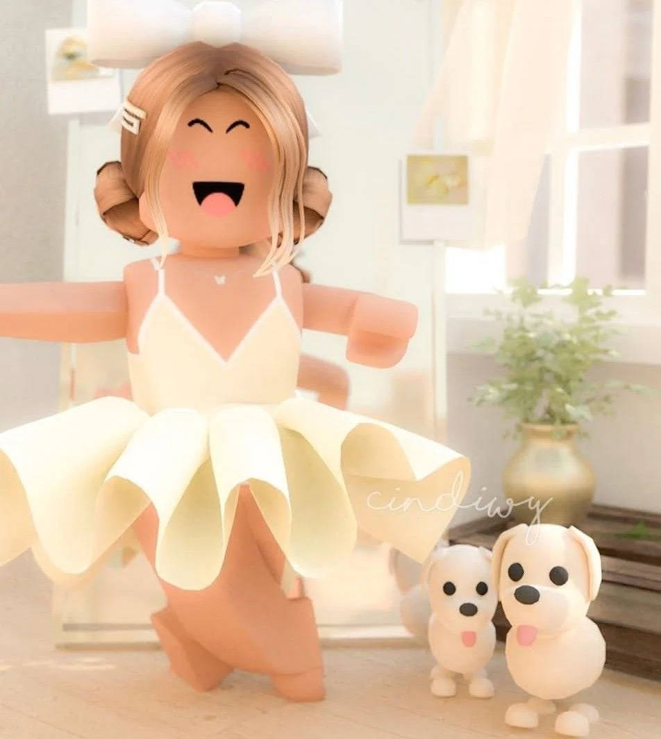 สาว Roblox สุนทรีย์กับสุนัข วอลเปเปอร์
