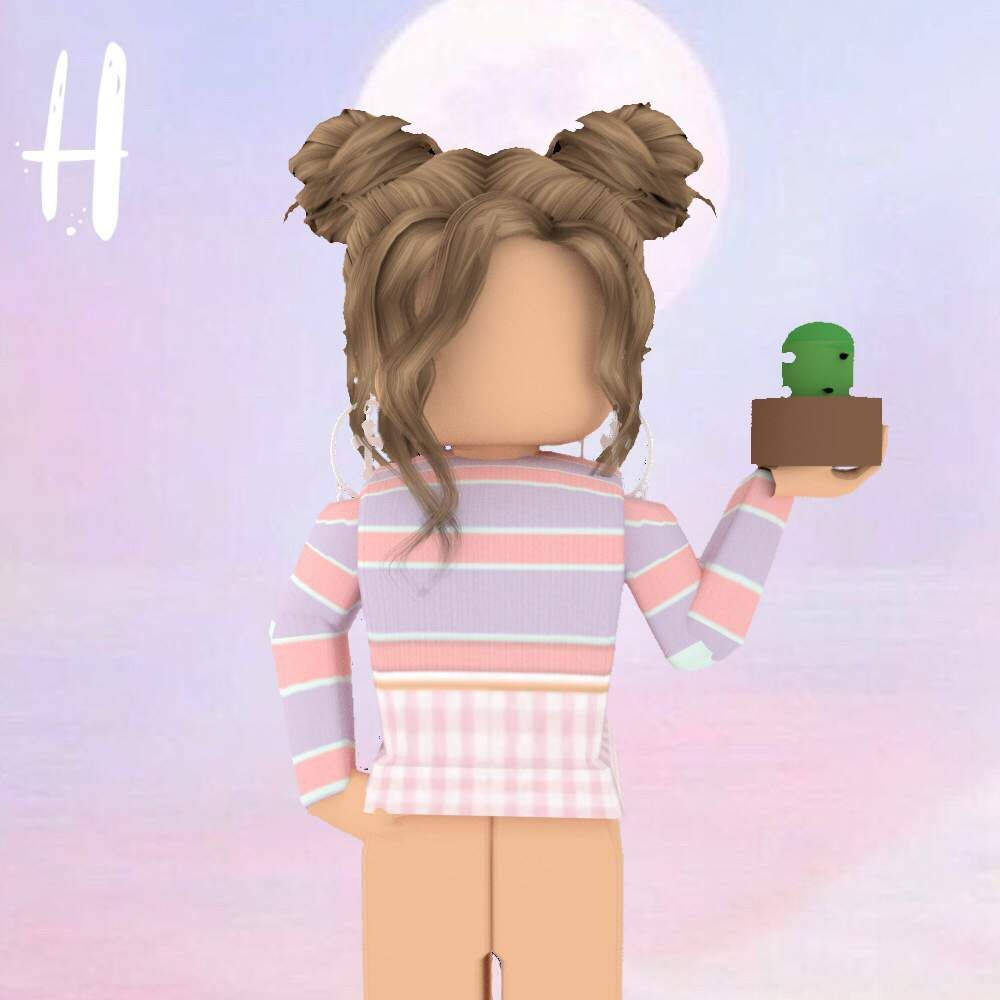 ตัวละครสาว Roblox กับต้นไม้อวบน้ำ วอลเปเปอร์