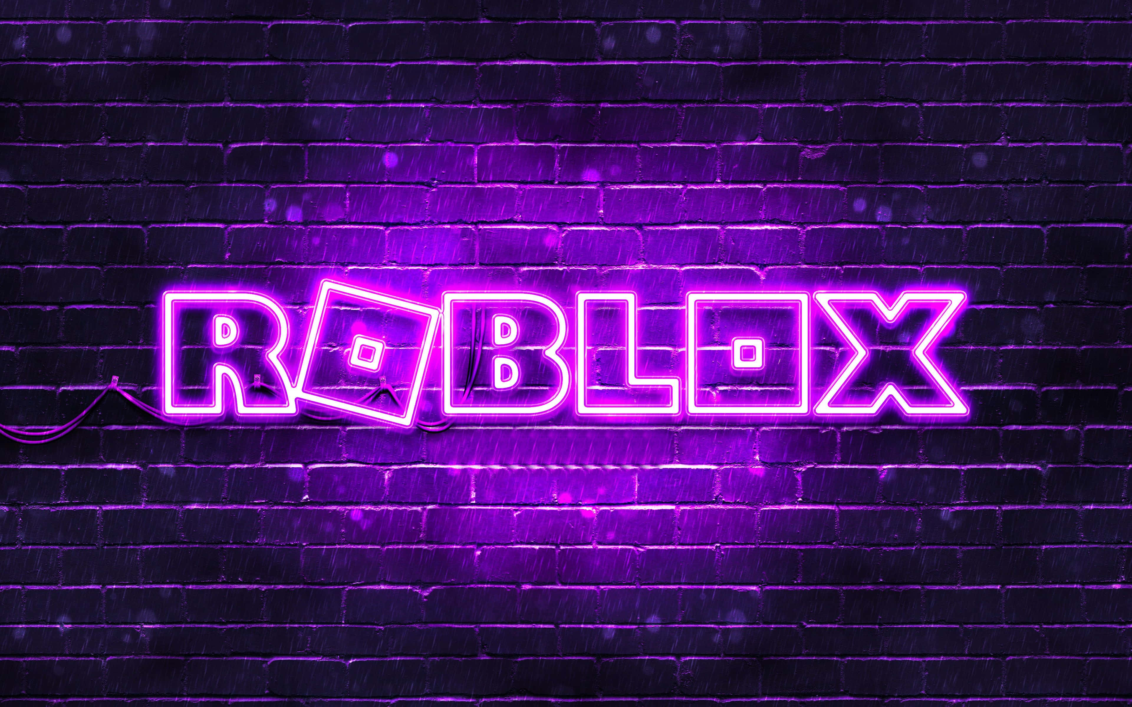 โลโก้ Roblox สีม่วงนีออน วอลเปเปอร์