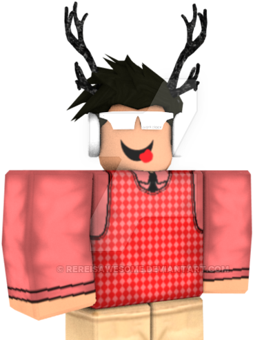 ตัวละคร Roblox สวมหูฟังและเขากวาง วอลเปเปอร์