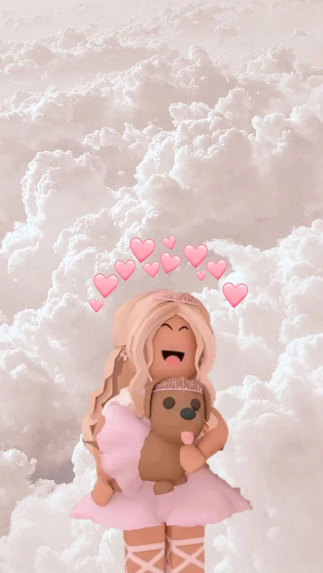 สาว Roblox สุดแนวกับสุนัขและเมฆ วอลเปเปอร์