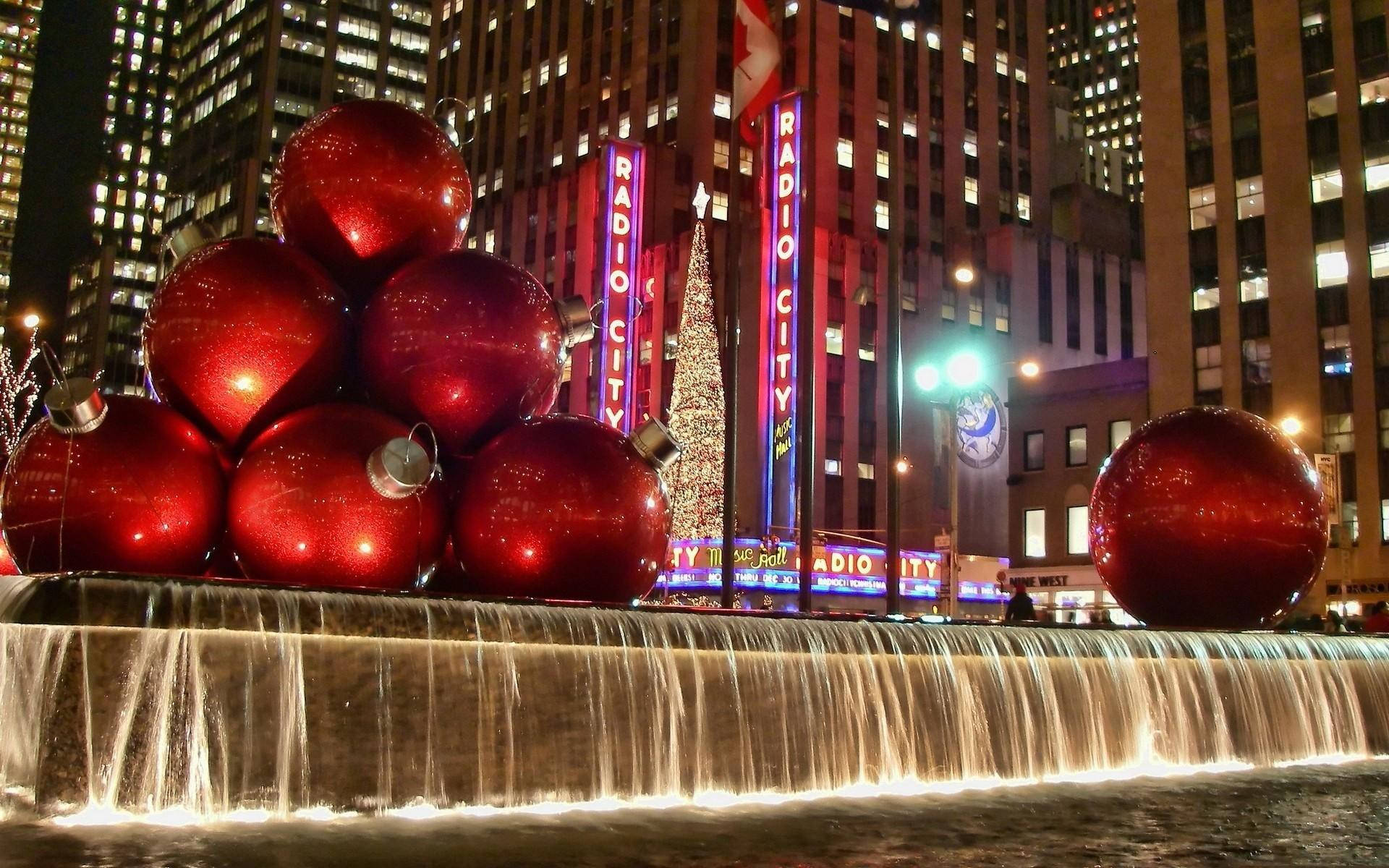 เครื่องประดับสีแดง Rockefeller Center วอลเปเปอร์