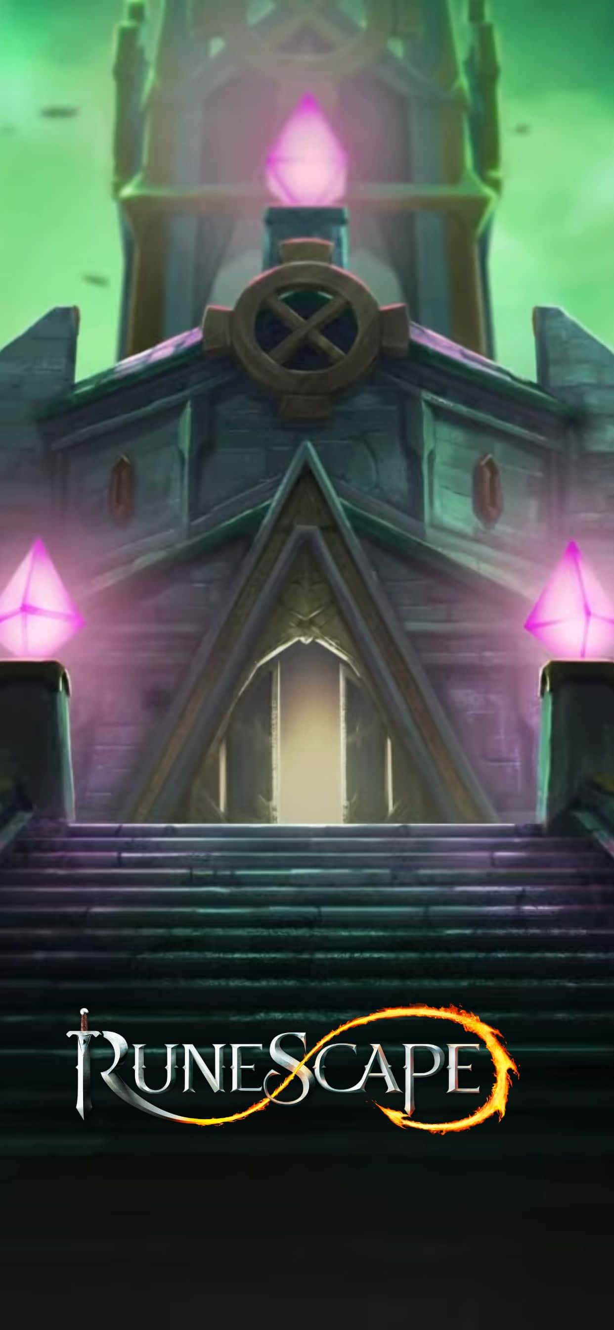 ท้องฟ้าสีฟ้าสวยงามในเกม Runescape มองจาก iPhone XS Max วอลเปเปอร์