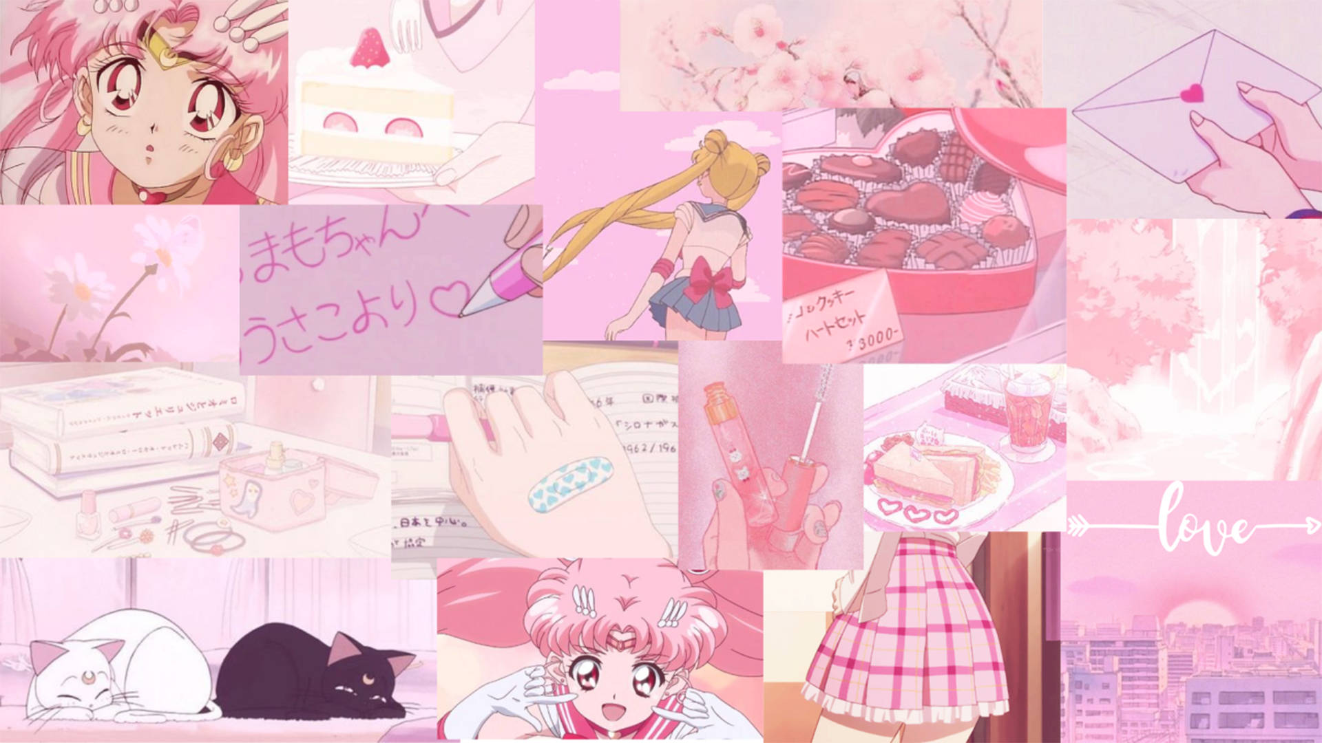 Sailor Moon สไตล์อนิเมะสีชมพู วอลเปเปอร์