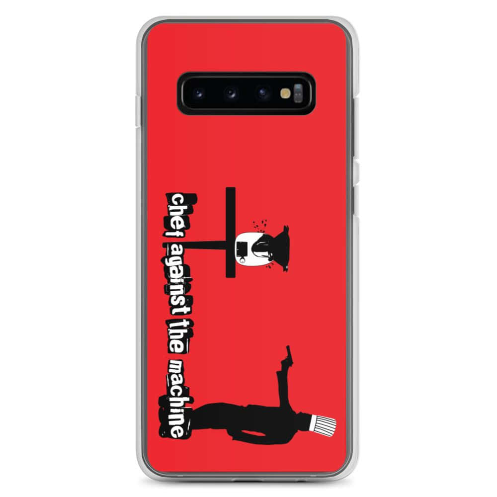 เคส Samsung S10 สีแดงที่มีรูปผู้ชายและผู้หญิง วอลเปเปอร์