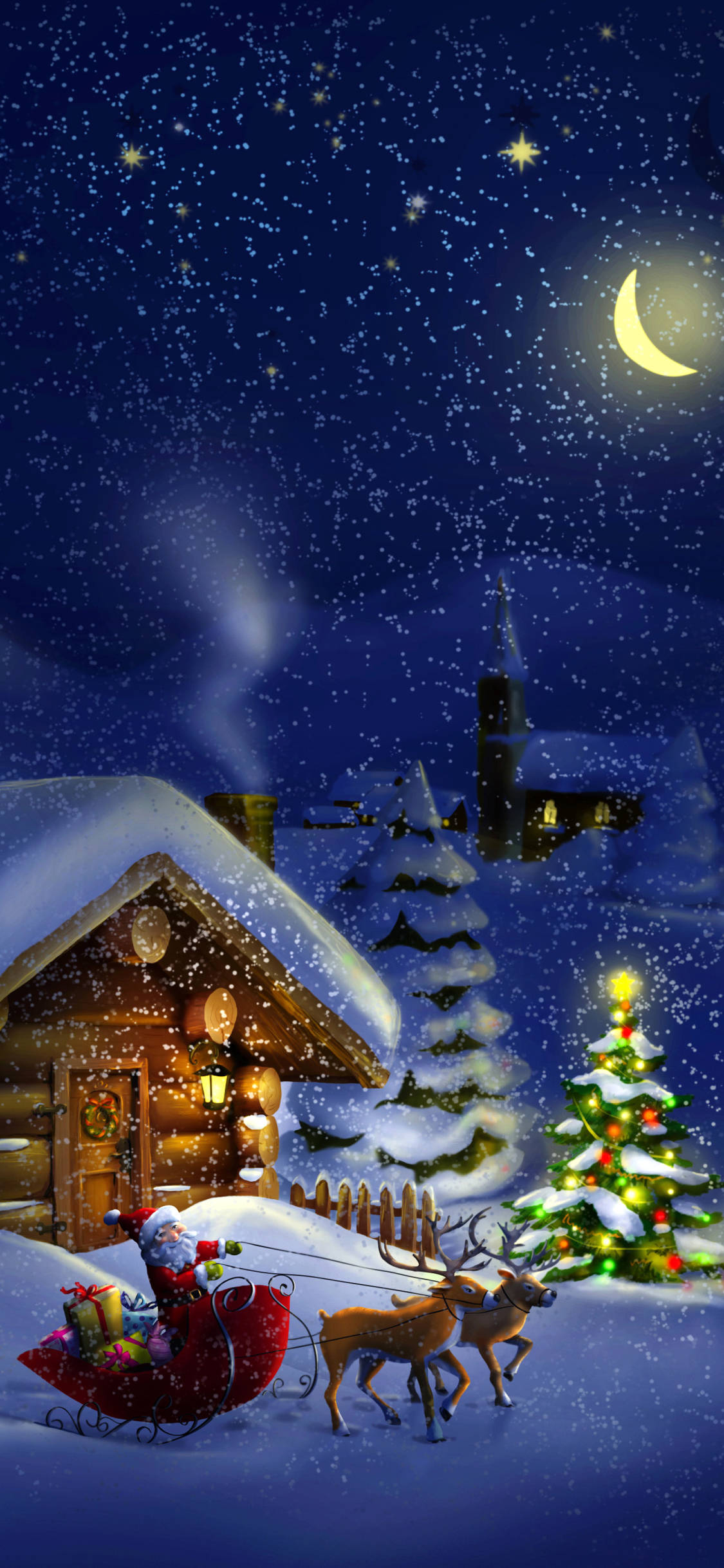 Santa Claus โทรศัพท์คริสต์มาส วอลเปเปอร์