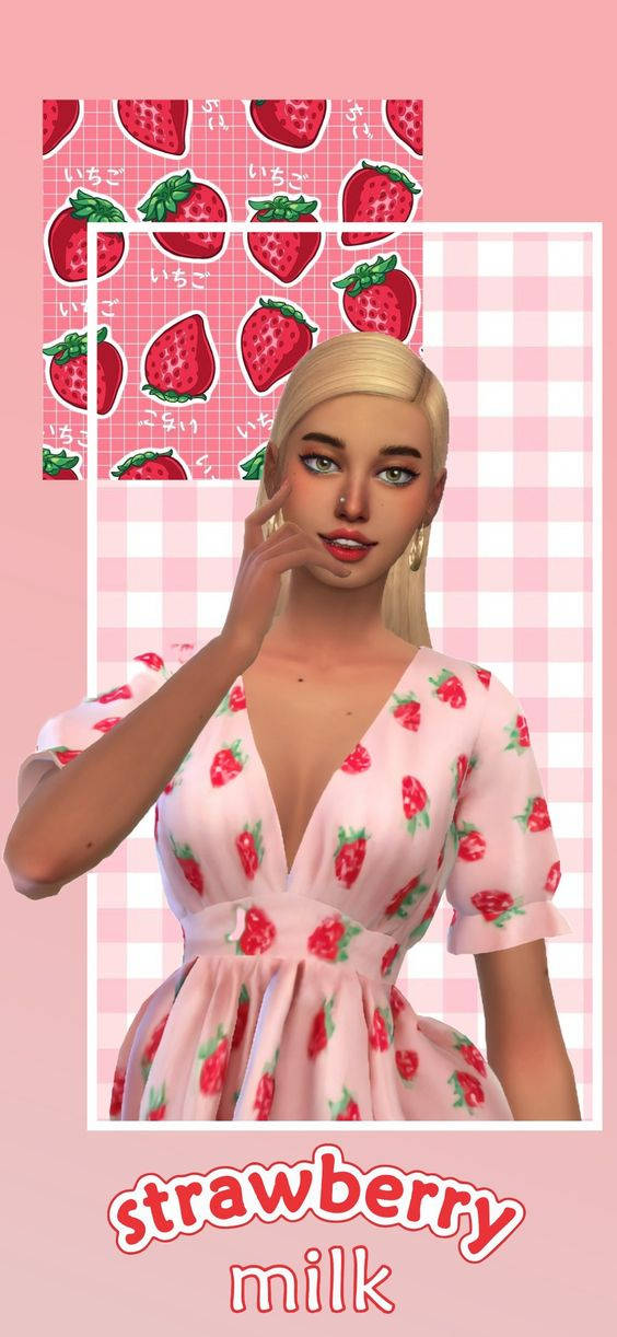 สตรอว์เบอร์รีในนม โดย sassysims วอลเปเปอร์