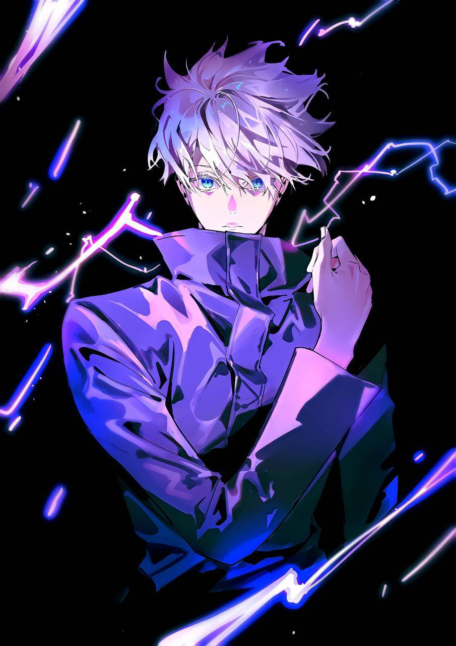 Satoru Gojo Jujutsu Kaisen โทรศัพท์สายฟ้าสีม่วง วอลเปเปอร์