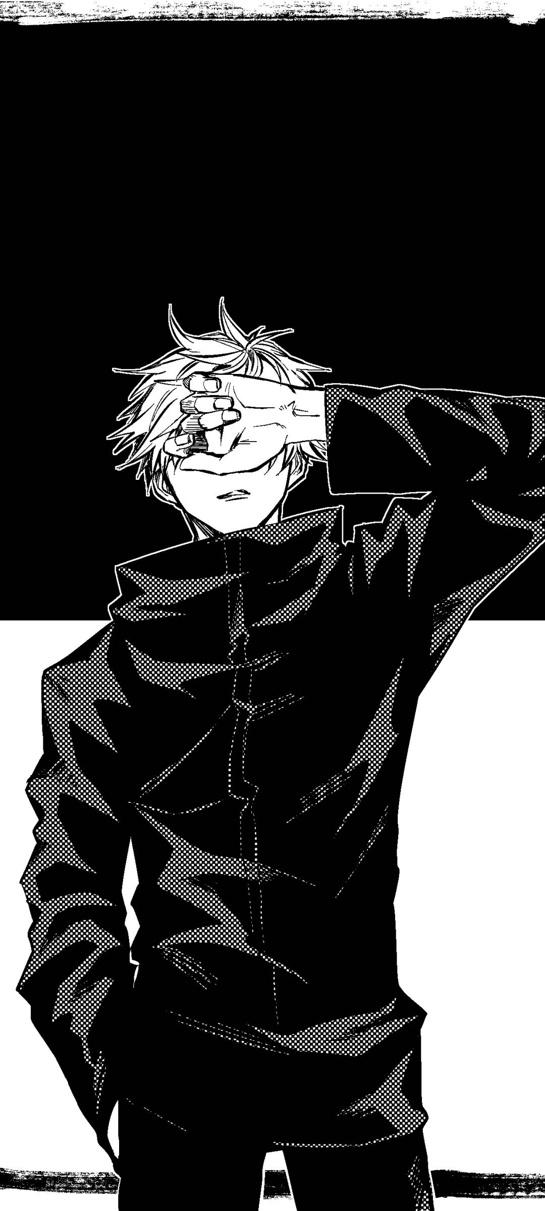 ภาพศิลปะโมโนโครม Satoru Gojo Jujutsu Kaisen สำหรับมือถือ วอลเปเปอร์