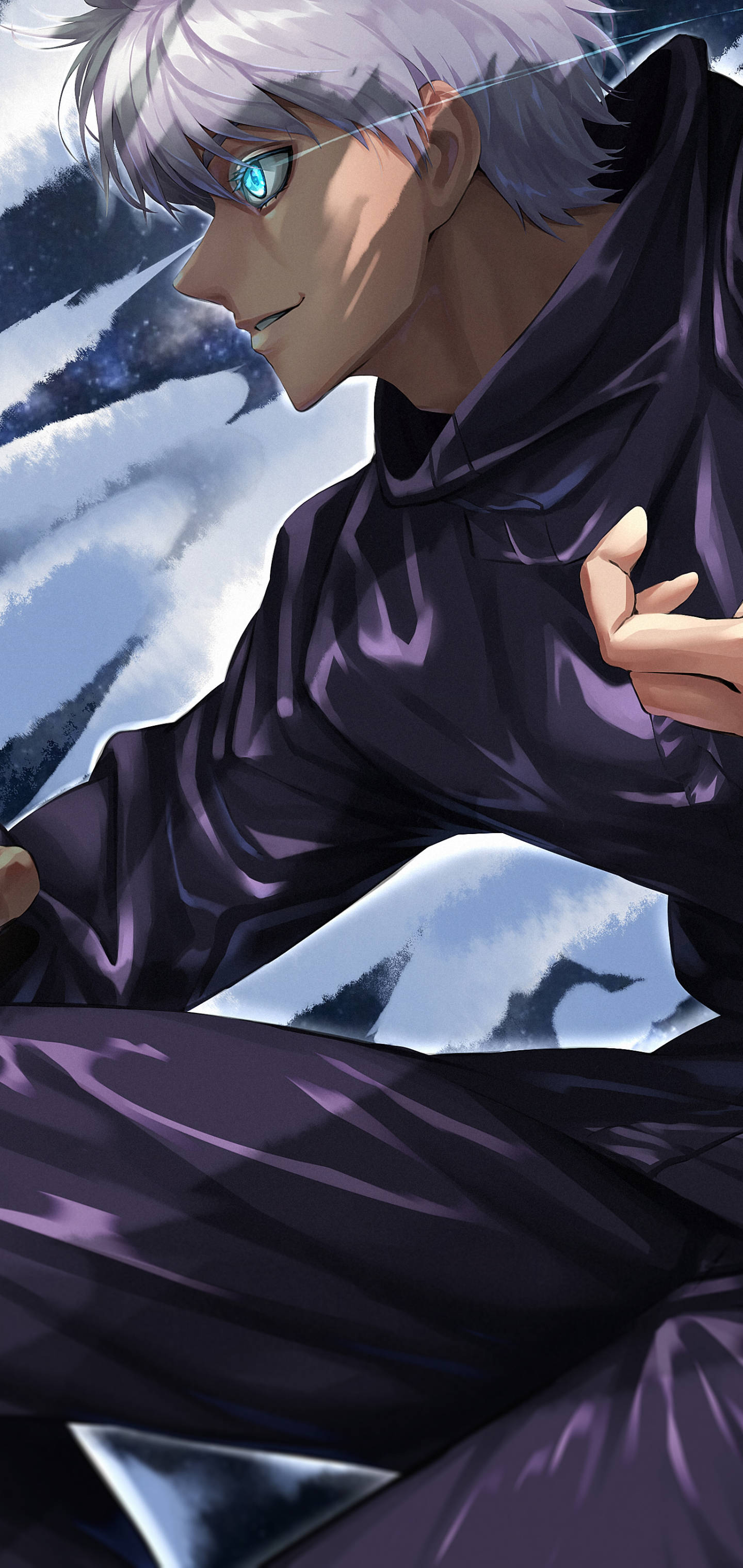 ภาพมุมข้างระยะใกล้ Satoru Jujutsu Kaisen สำหรับมือถือ วอลเปเปอร์