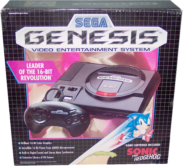 กล่องเครื่องเล่น Sega Genesis พร้อมภาพศิลปะ วอลเปเปอร์