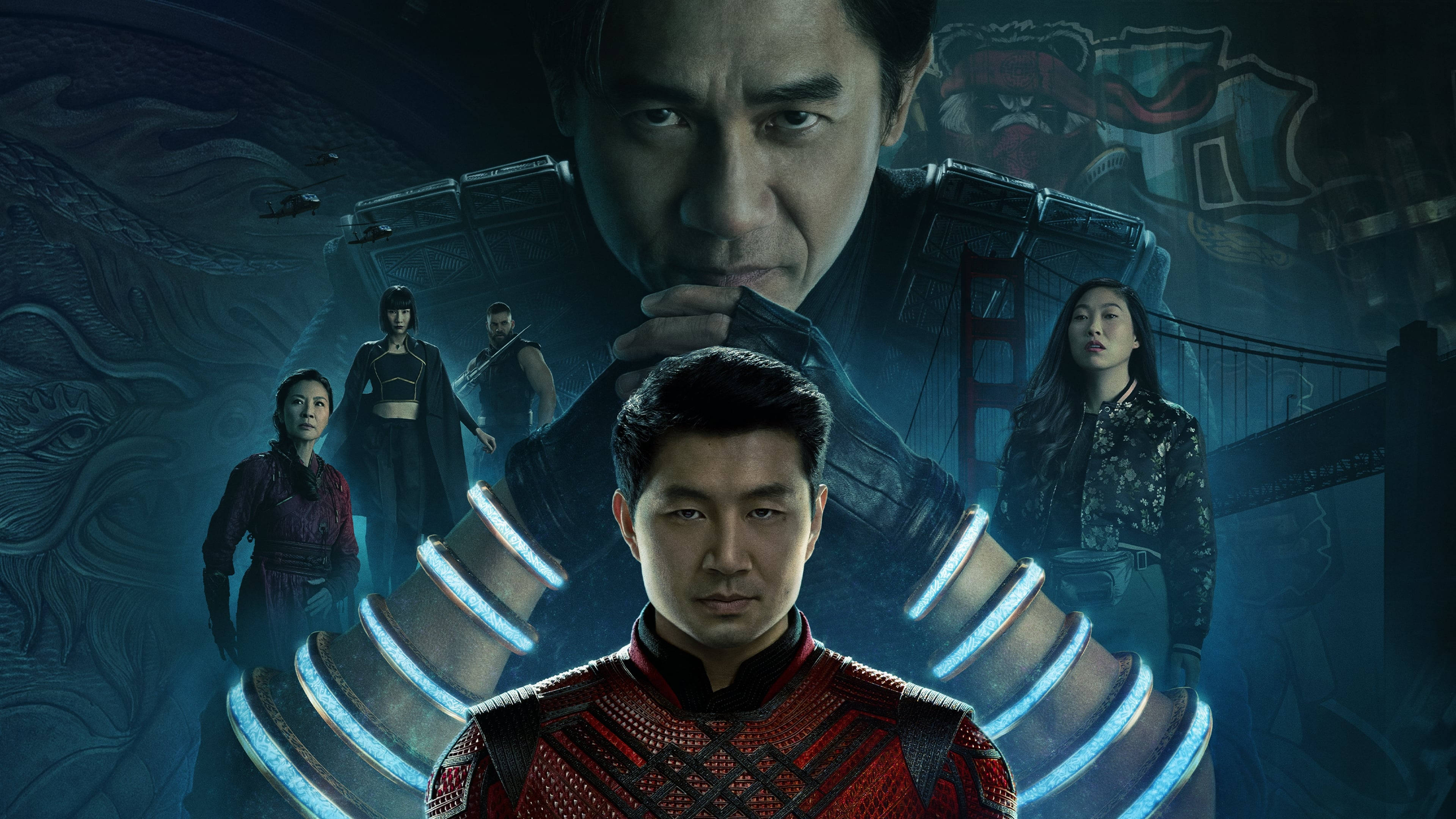 โปสเตอร์สีน้ำเงิน Shang Chi และตำนานแหวนทั้งสิบ วอลเปเปอร์