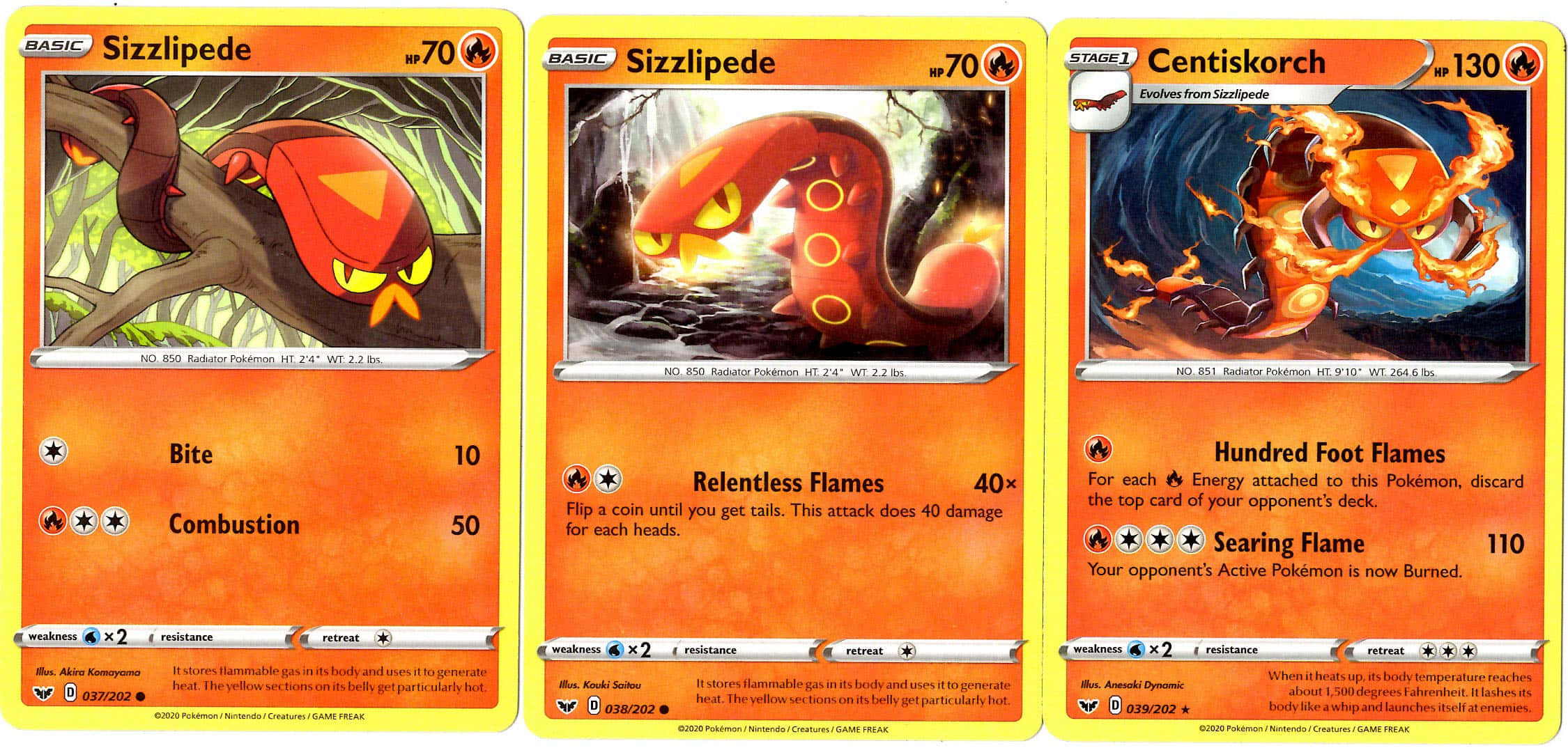 การ์ดโปเกมอน Sizzlipede สามใบ วอลเปเปอร์