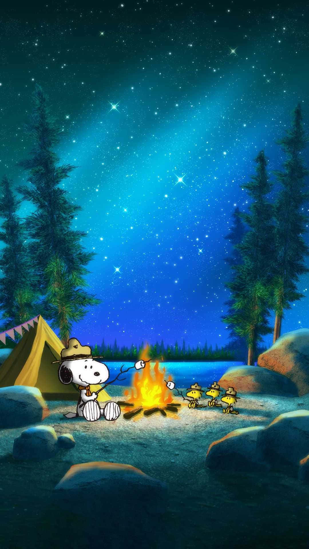 Snoopy แคมป์ไฟ Peanuts คริสต์มาส วอลเปเปอร์