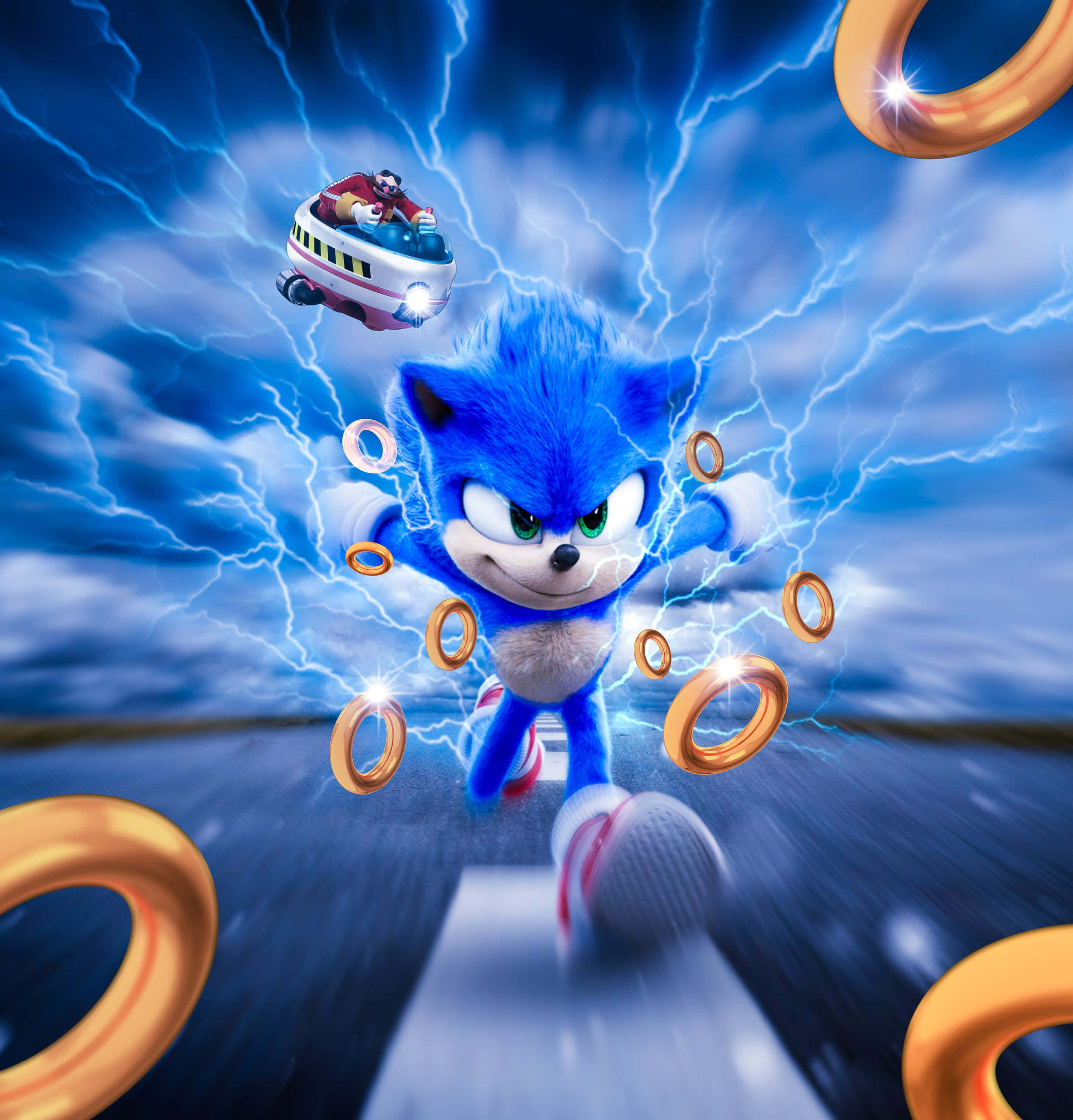 Sonic the Hedgehog วิ่งผ่าน Green Hill Zone วอลเปเปอร์