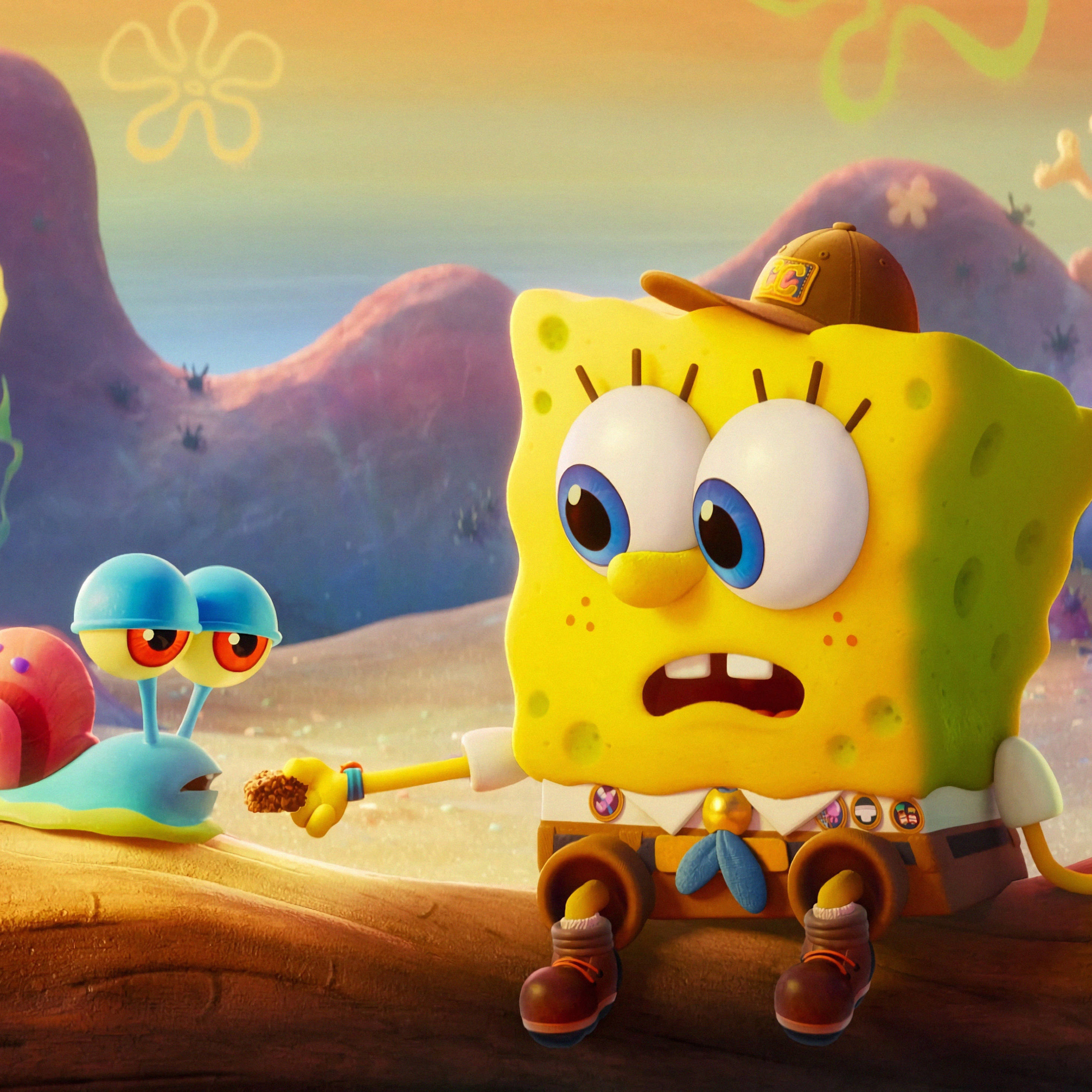 SpongeBob และ Gary น่ารักบน iPad Pro วอลเปเปอร์