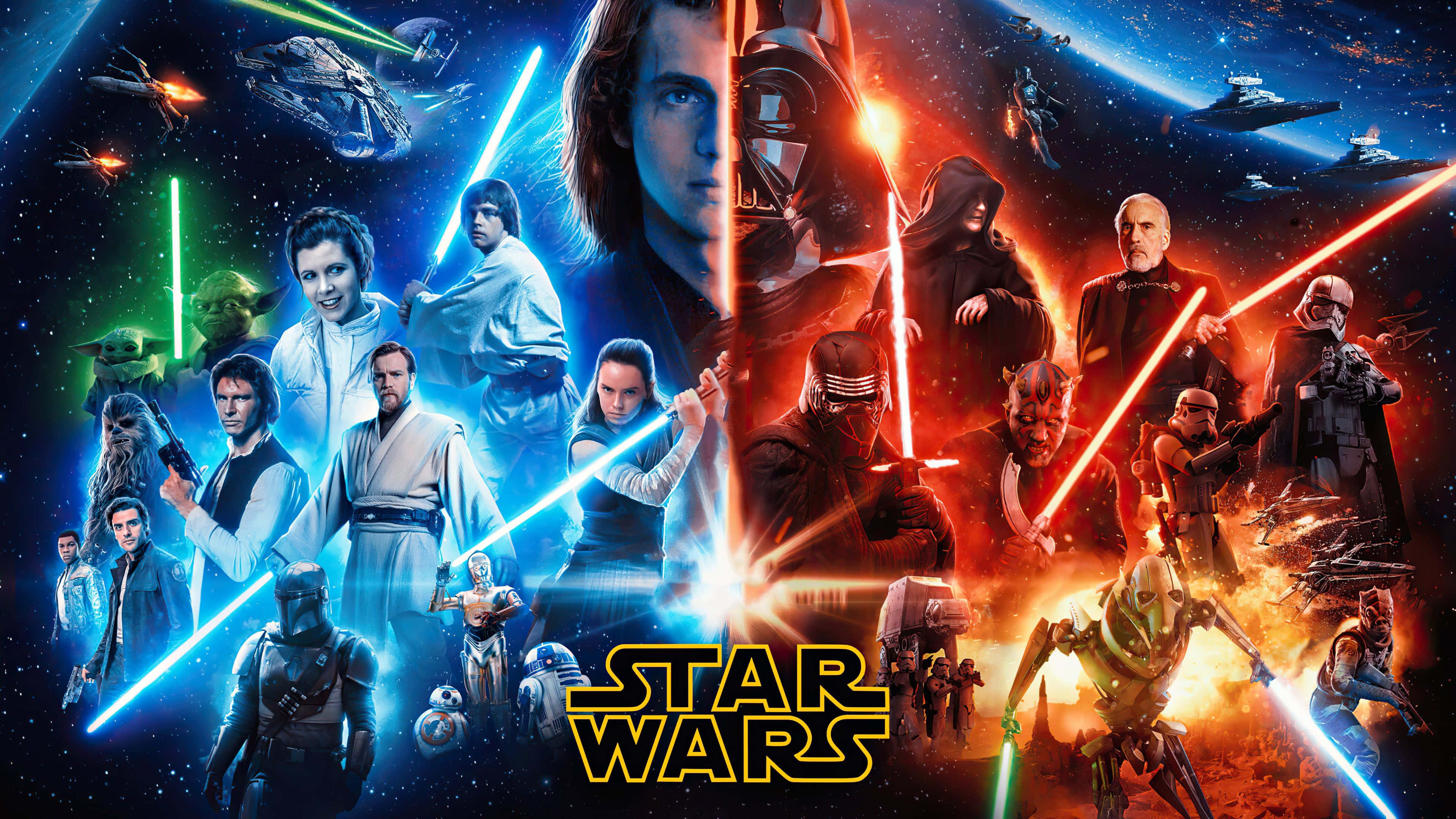 พื้นหลังพลังแสงและพลังมืด Star Wars วอลเปเปอร์