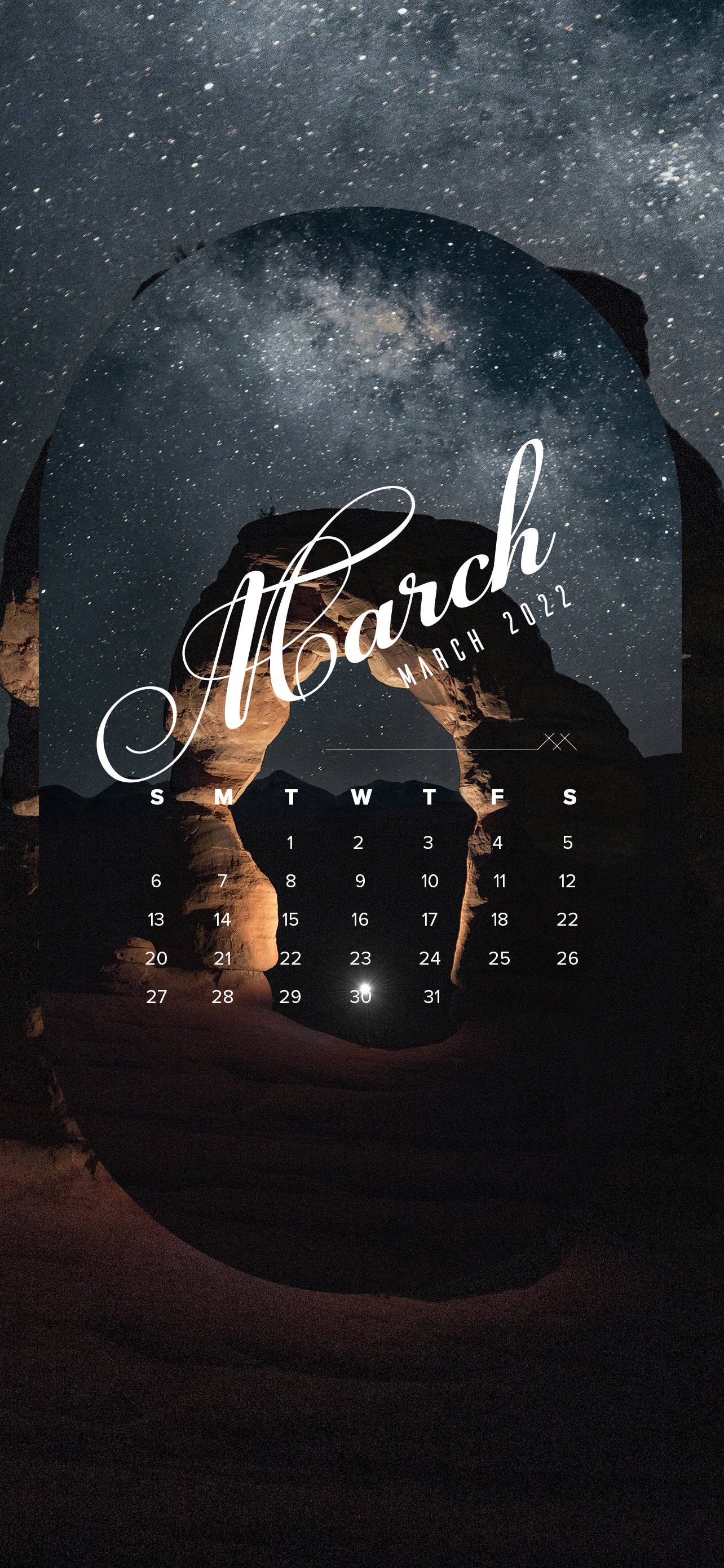 Starry March 2022 Calendar วอลเปเปอร์