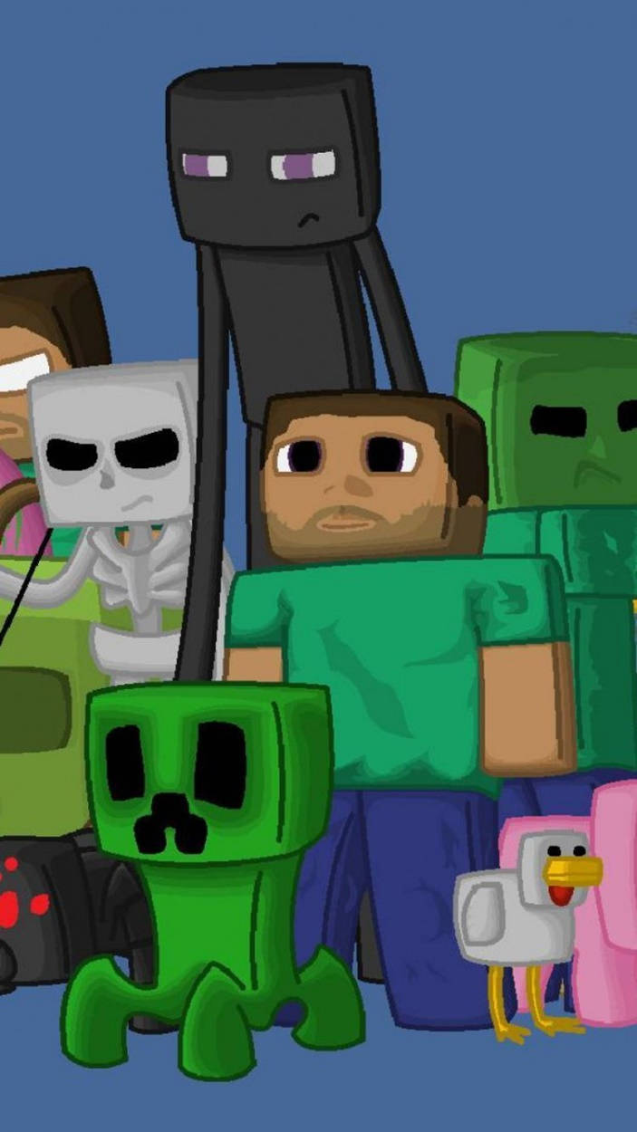 ภาพเวกเตอร์ Steve และเหล่าม็อบ Minecraft สำหรับ iPhone วอลเปเปอร์