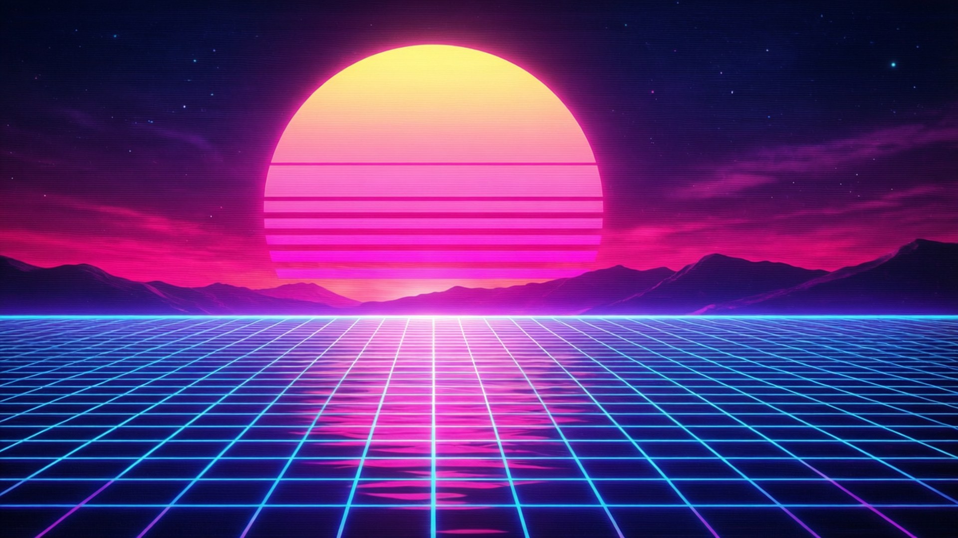 Synthwave พระอาทิตย์ตก วอลเปเปอร์