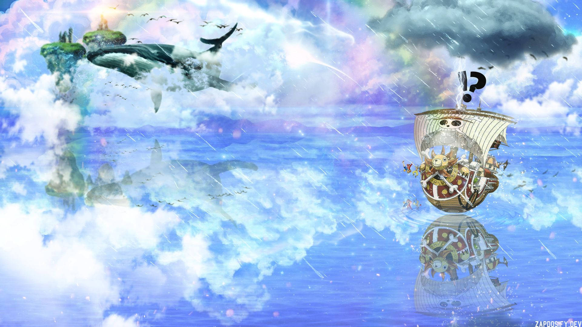 ภาพเรือ Thousand Sunny แล่นสู่การผจญภัยครั้งใหม่ วอลเปเปอร์