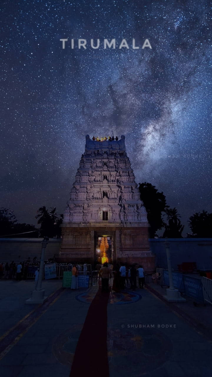วัด Tirupati Balaji กับท้องฟ้ากาแล็กซี วอลเปเปอร์
