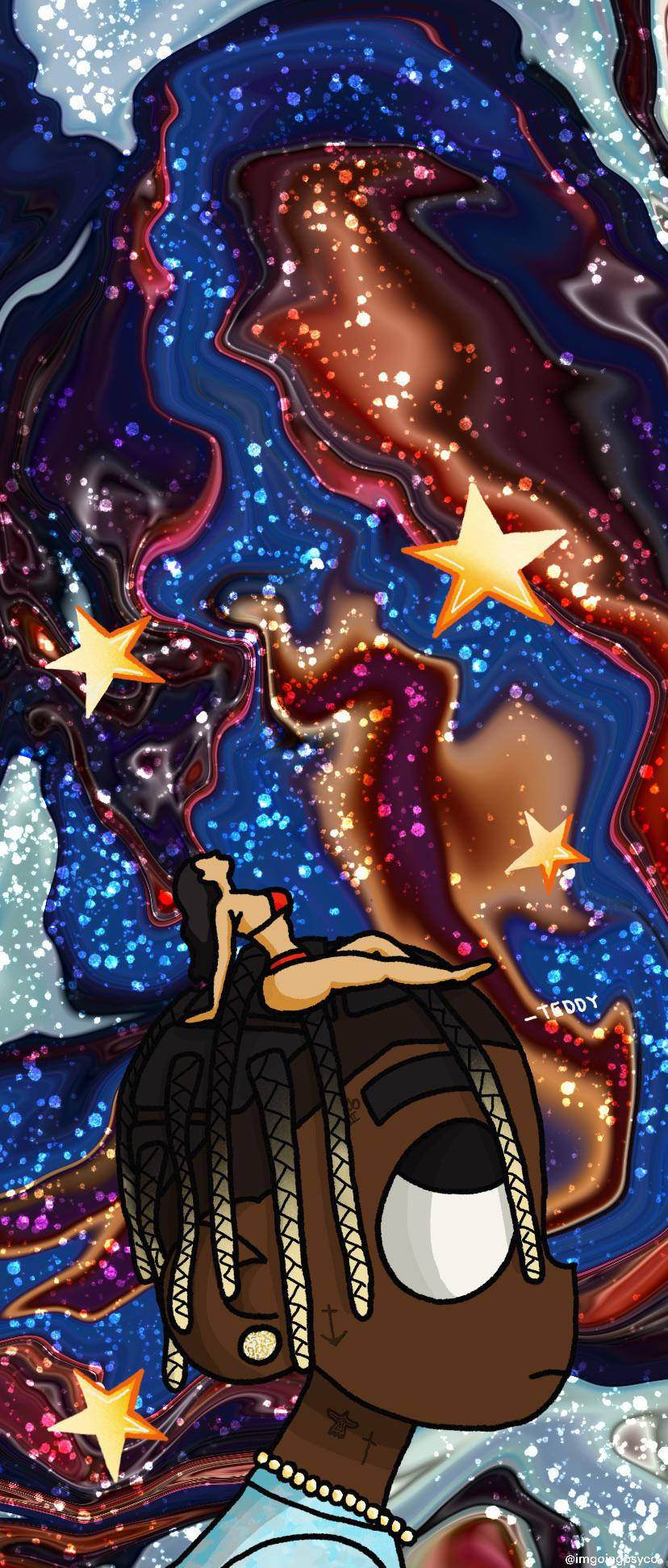 การ์ตูน Travis Scott Astroworld iPhone วอลเปเปอร์