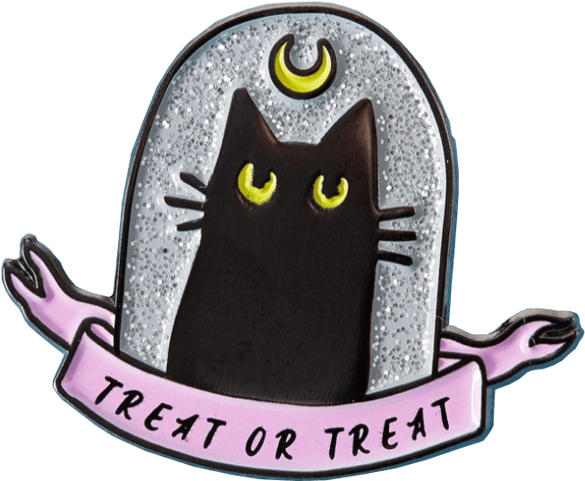 ป้ายฮาโลวีนแมวดำ Treat or Treat วอลเปเปอร์