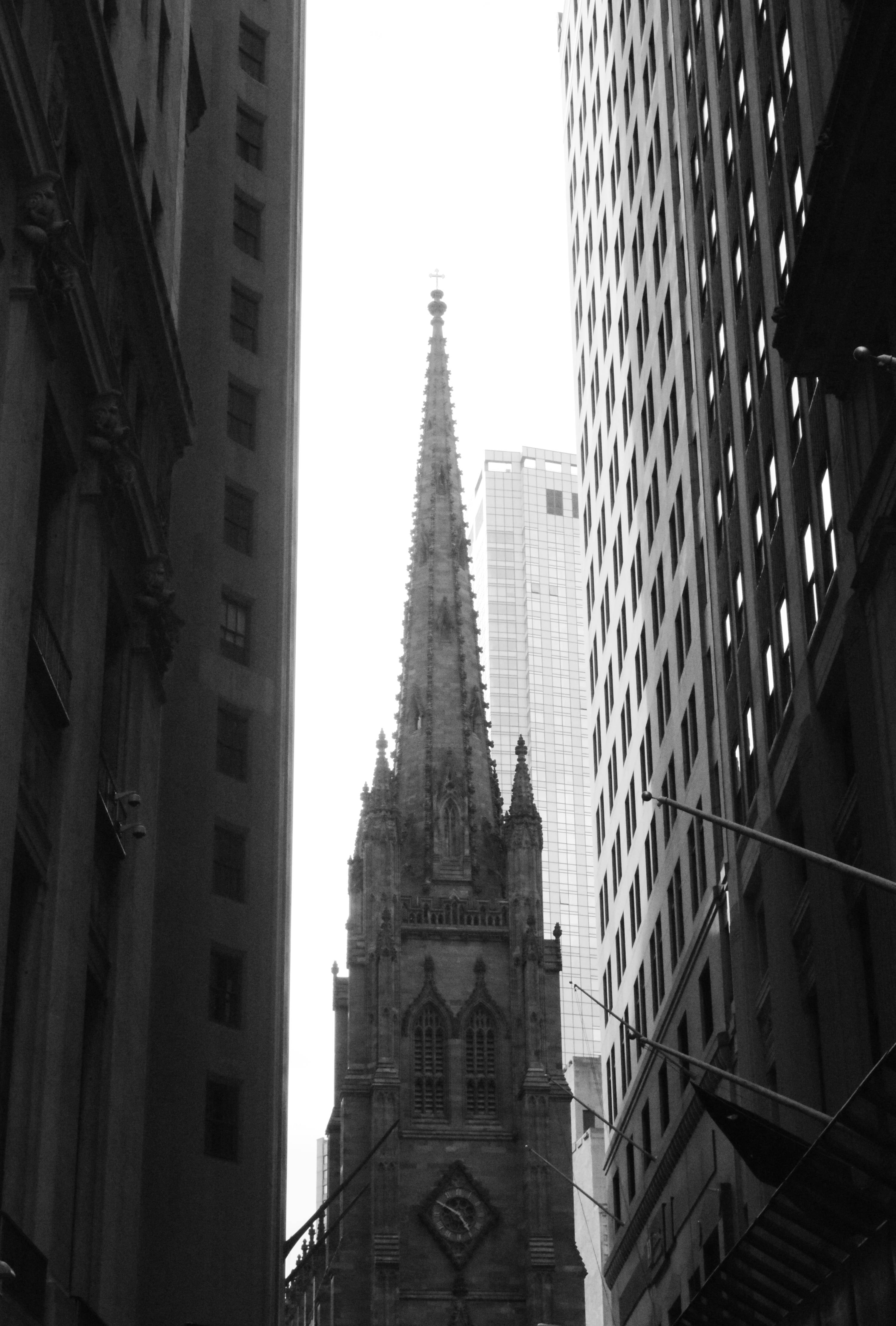 Trinity Church New York ขาวดำ วอลเปเปอร์