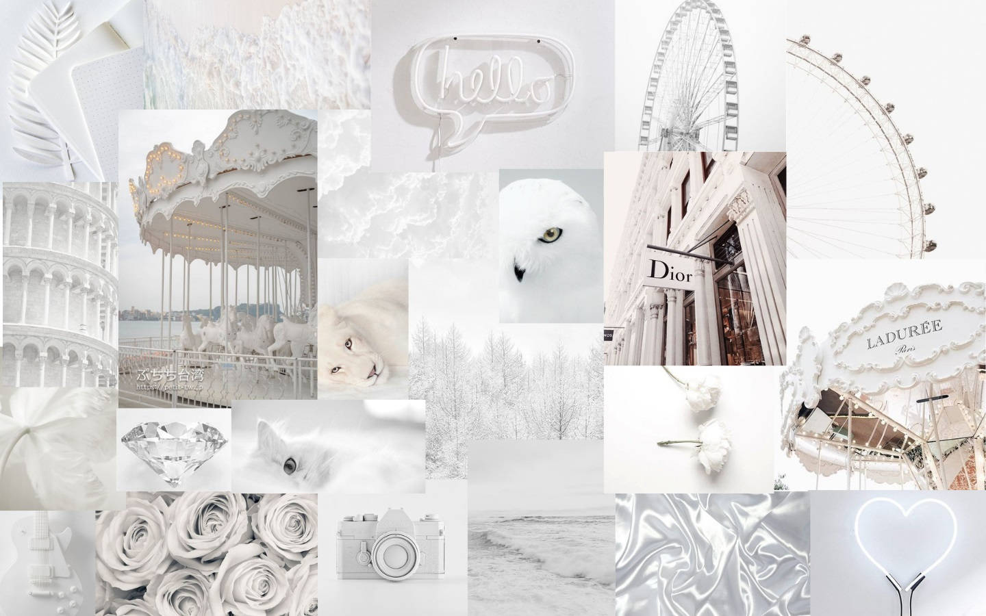 คอลลาจสวยสไตล์ Tumblr สีขาว วอลเปเปอร์