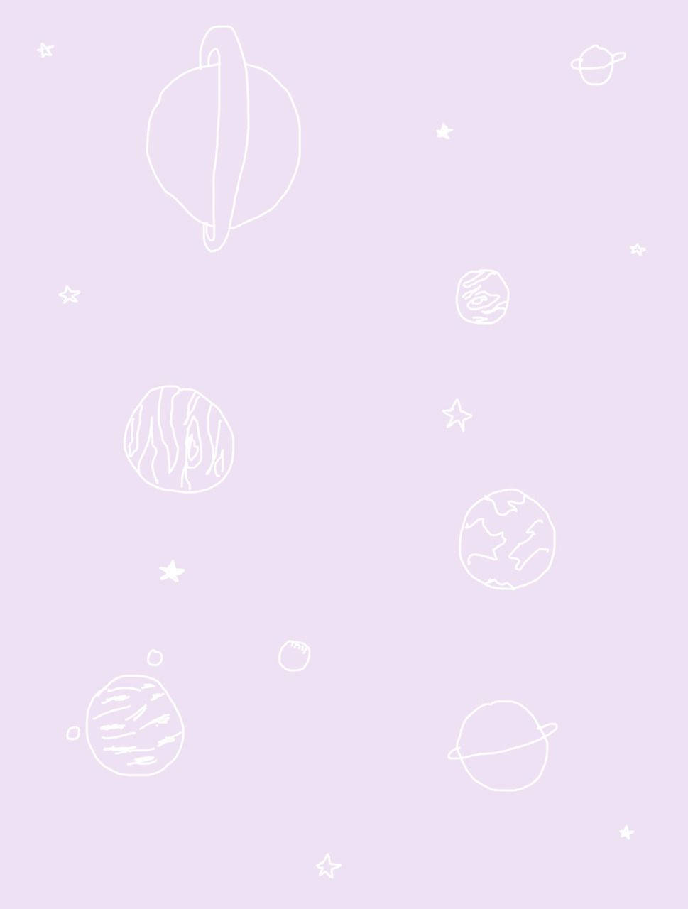 ดาวเคราะห์สไตล์ Tumblr สีม่วงพาสเทล วอลเปเปอร์