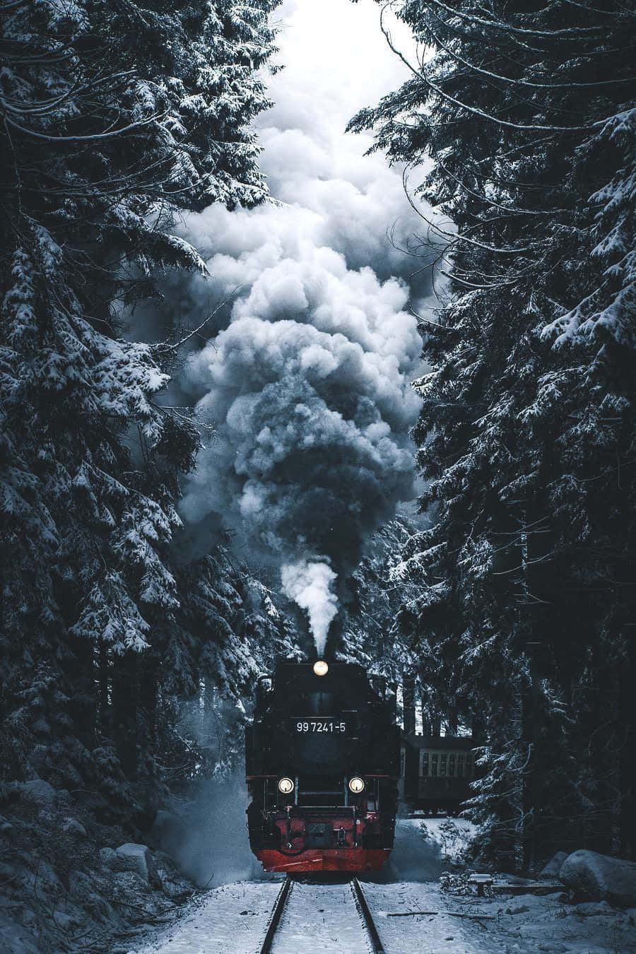 รถไฟควันอุ่นสบายหน้าหนาวสไตล์ Tumblr วอลเปเปอร์