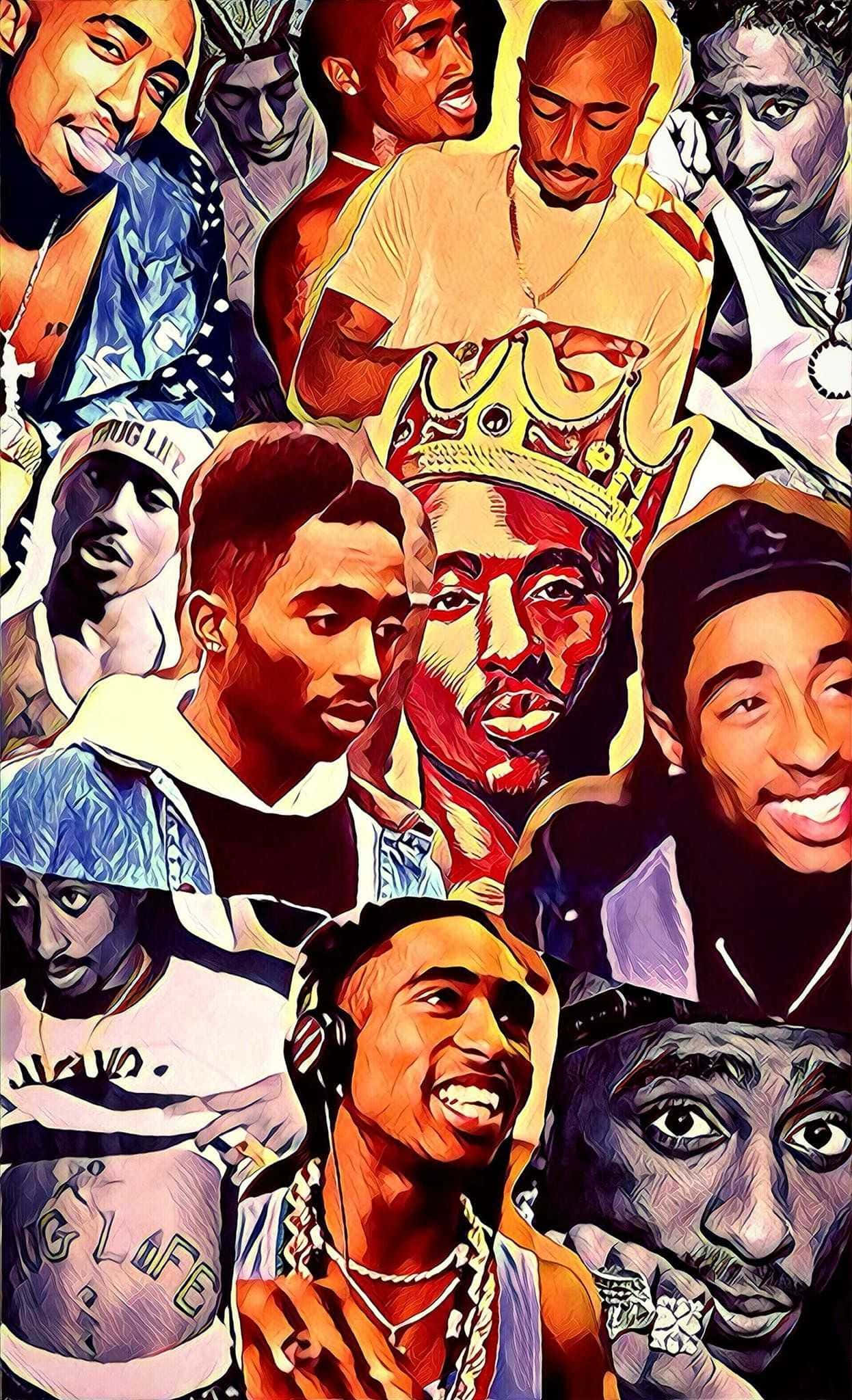 ภาพตัดต่อสีสันของ Tupac สำหรับ iPhone วอลเปเปอร์