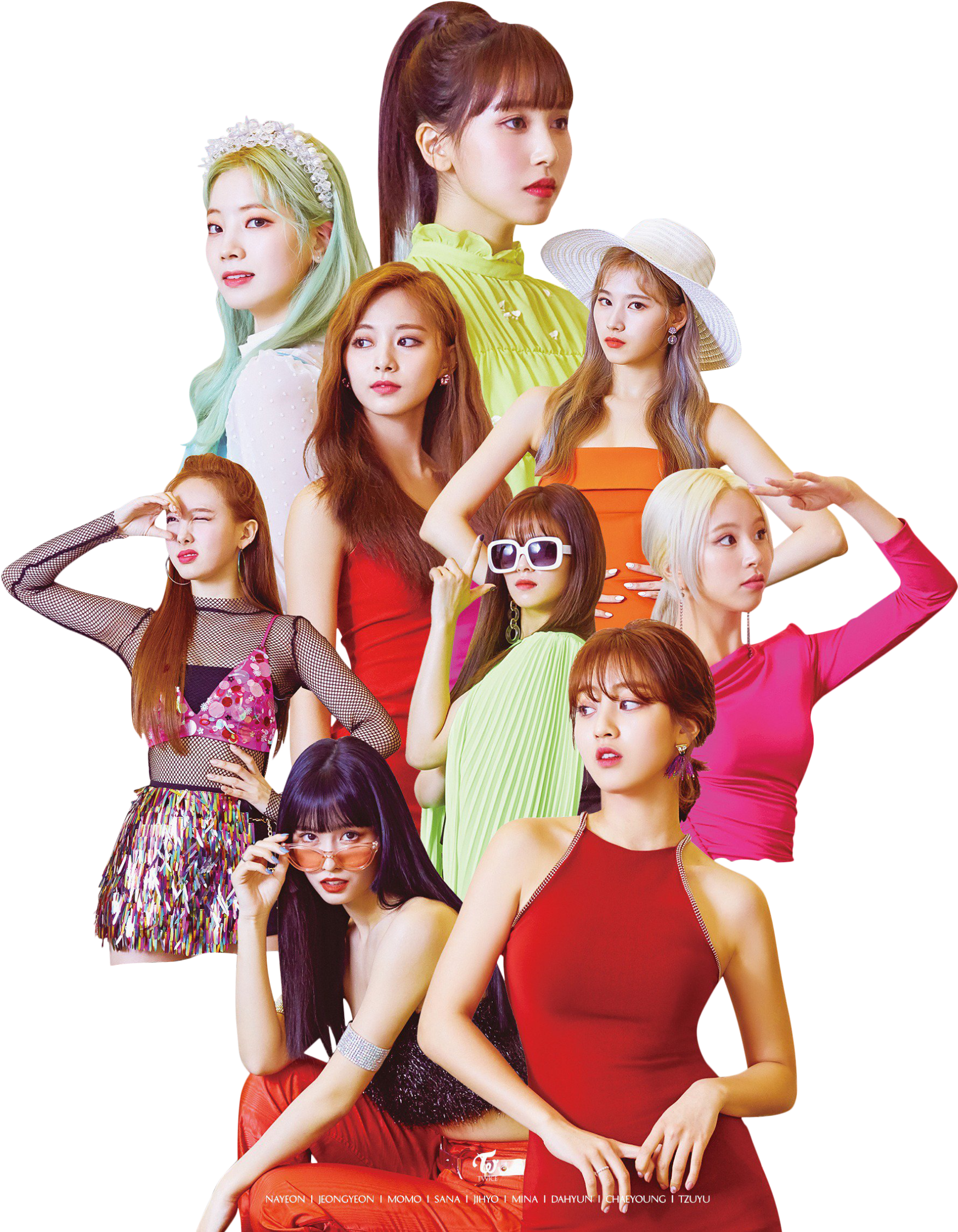 แฟชั่นหลากสีสันของสมาชิก Twice วอลเปเปอร์