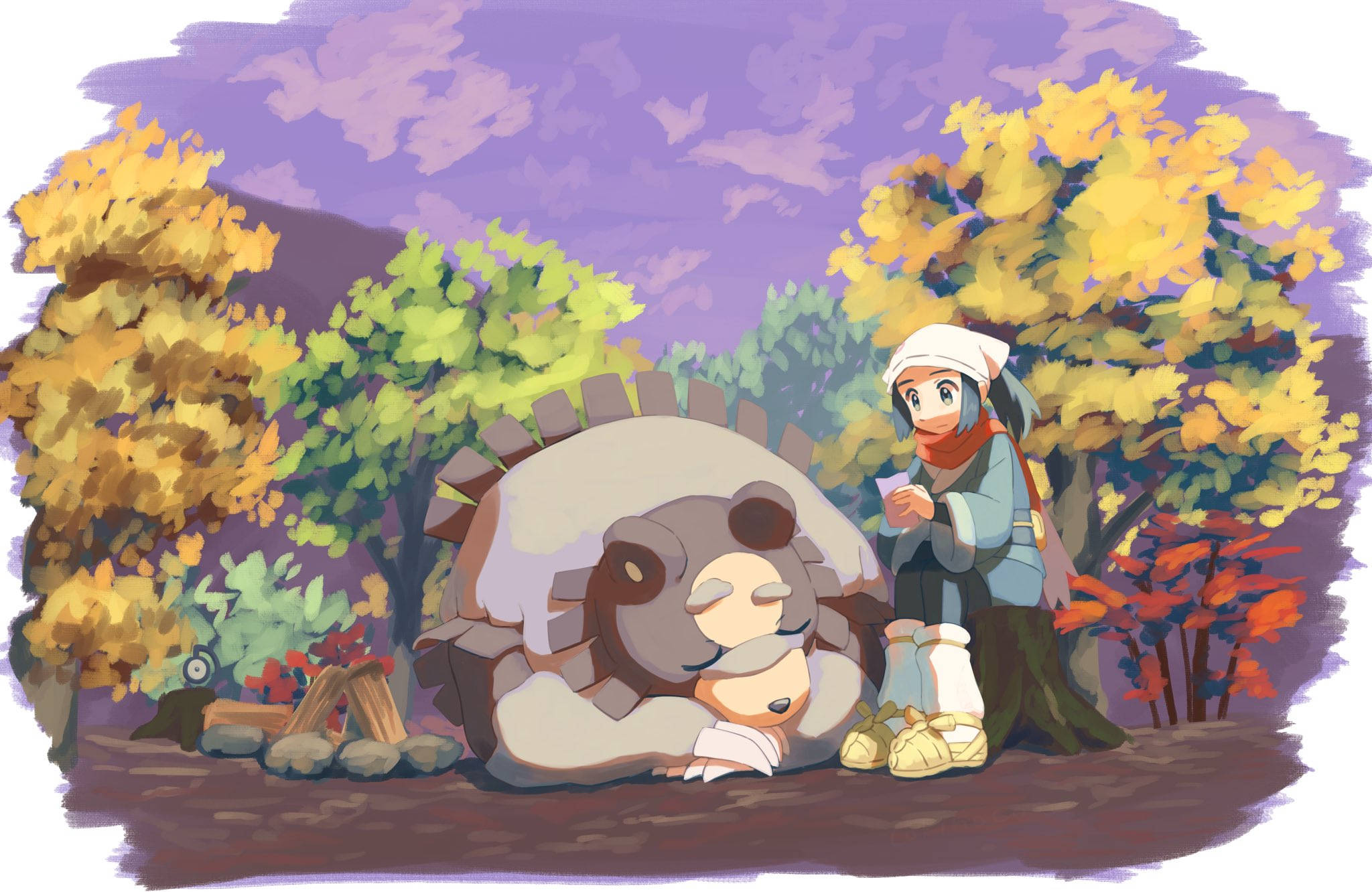 Ursaluna และ Akari Pokémon Legends Arceus วอลเปเปอร์