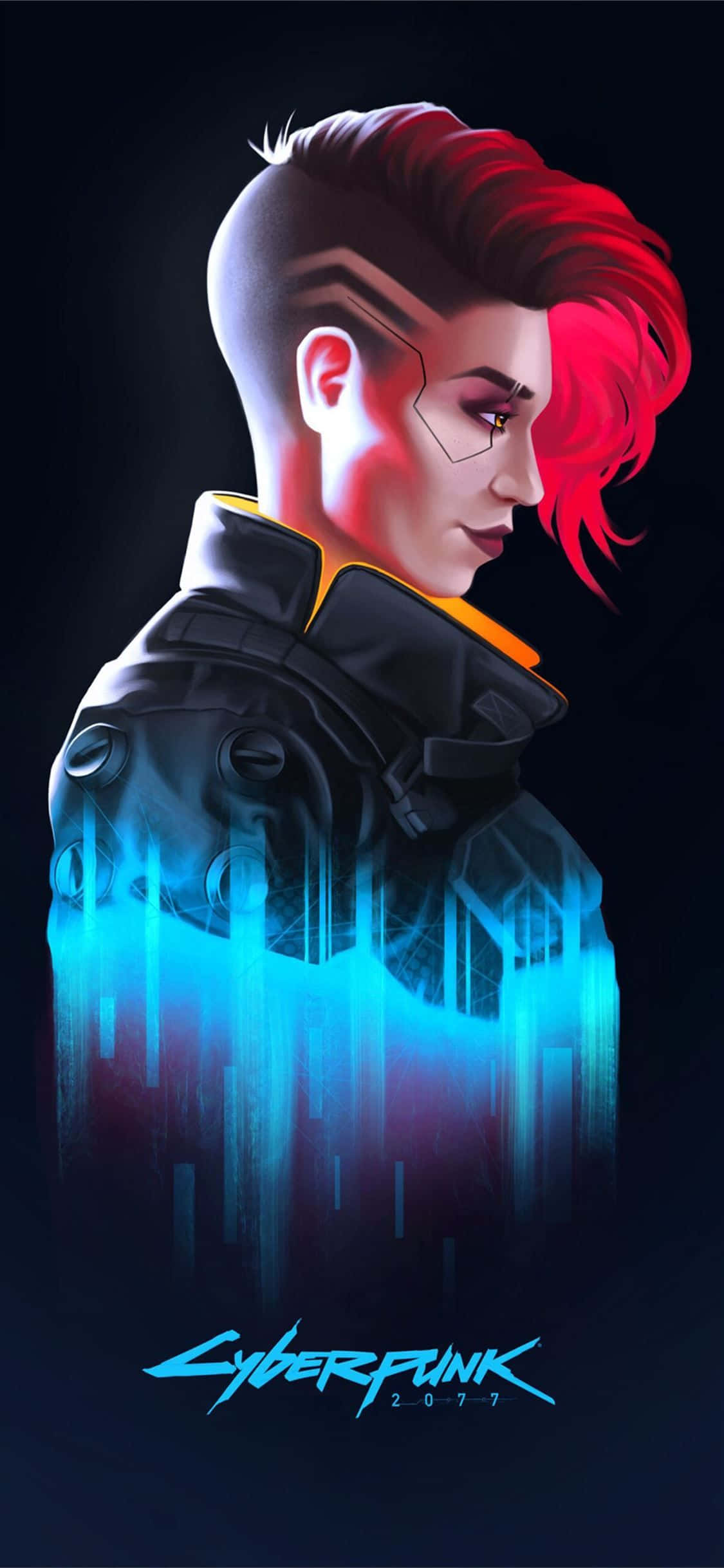 พื้นหลังศิลปะ Valerie Cyberpunk 2077 สำหรับ iPhone XS Max วอลเปเปอร์