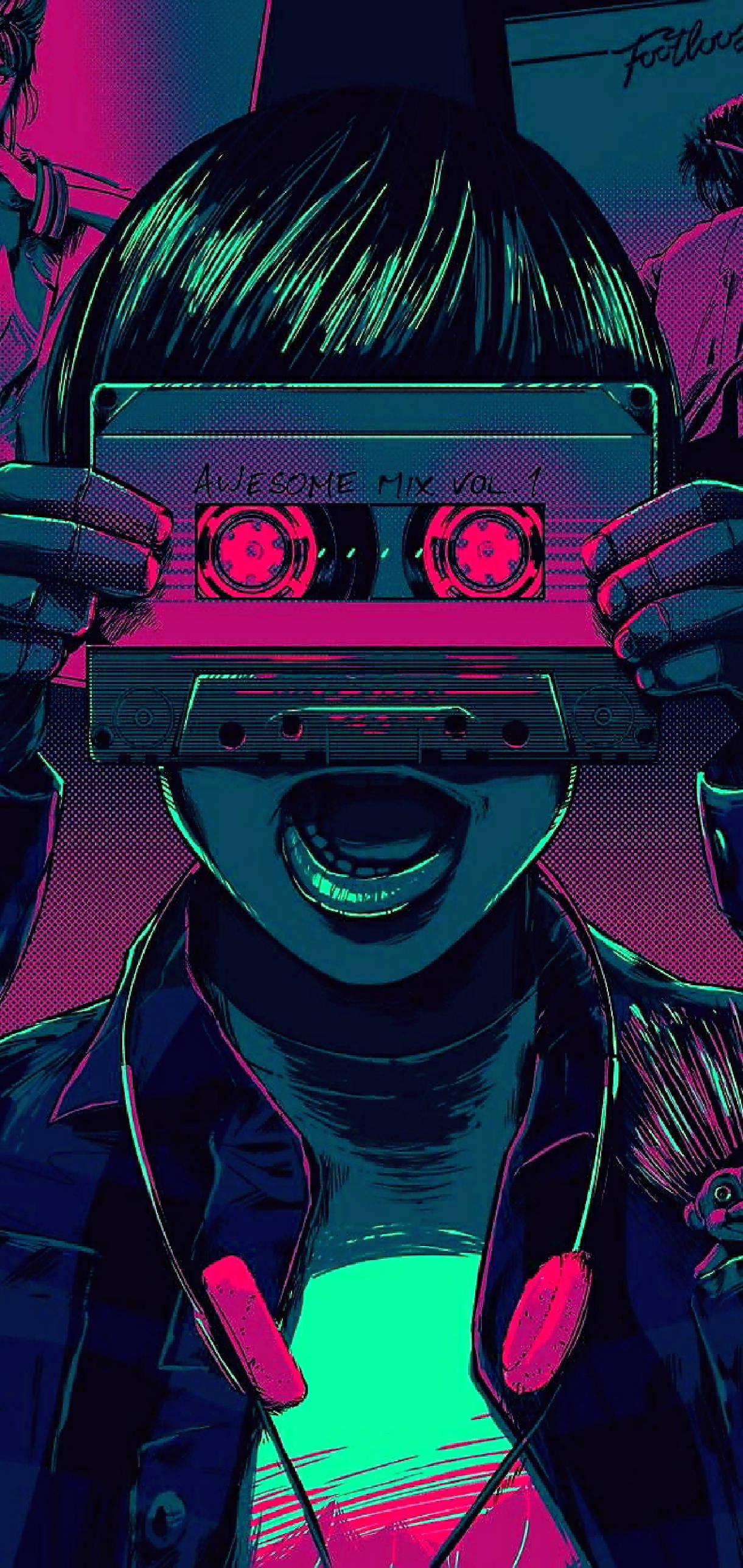 คำบรรยาย: เรโทรกลาวของดีไซน์ Vaporwave วอลเปเปอร์